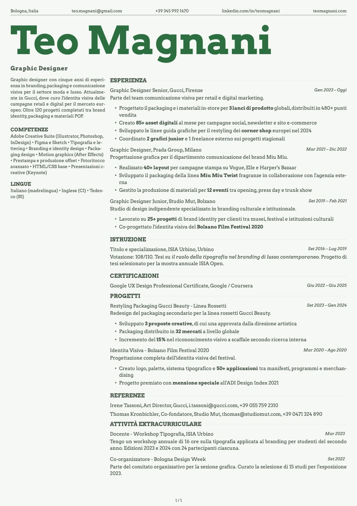 Grafico resume example