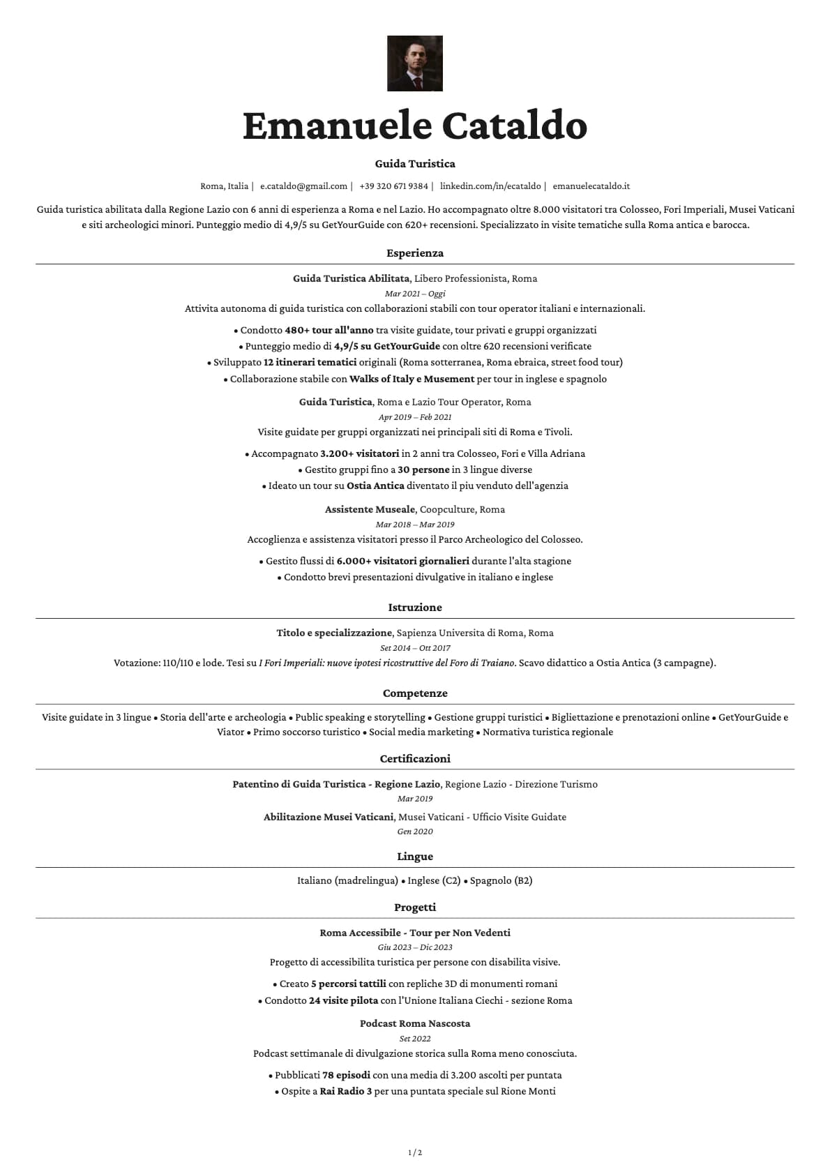 Guida Turistica resume example