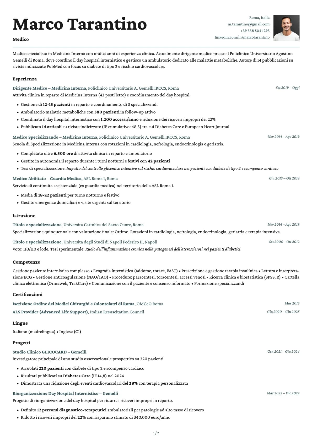 Medico resume example