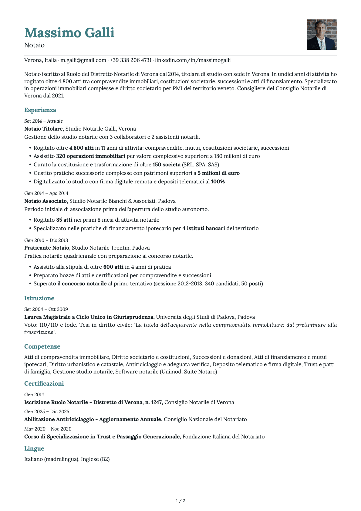 Notaio resume example