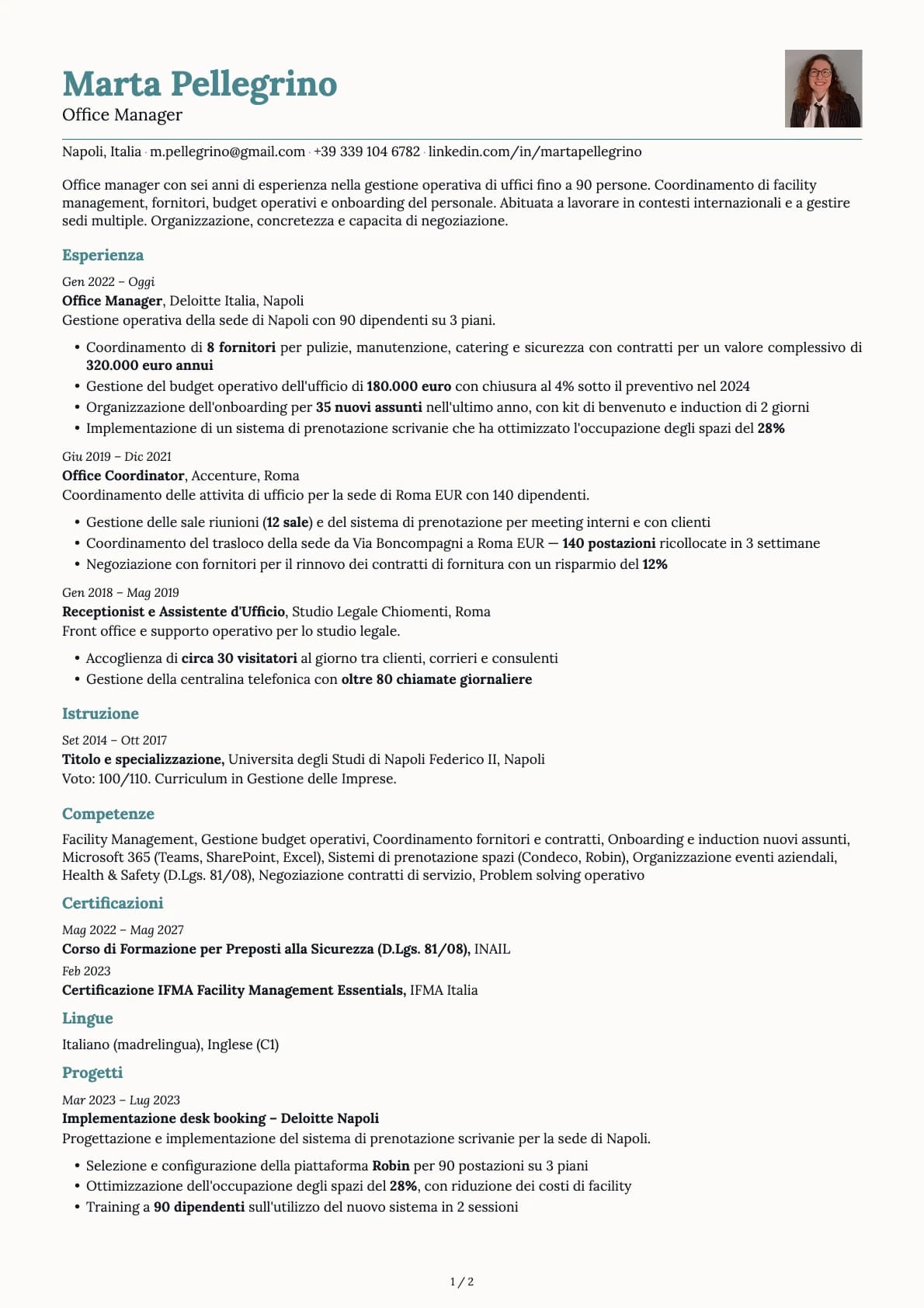 Responsabile ufficio resume example