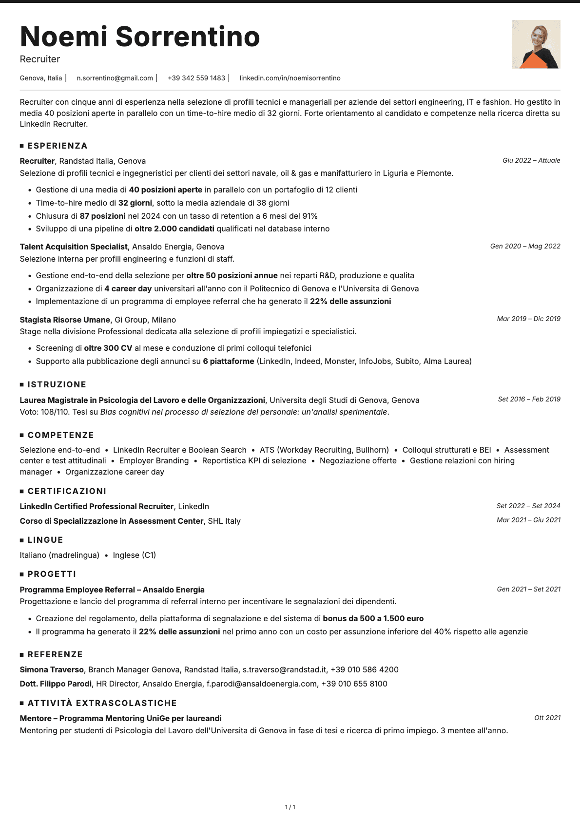 Recruiter resume example