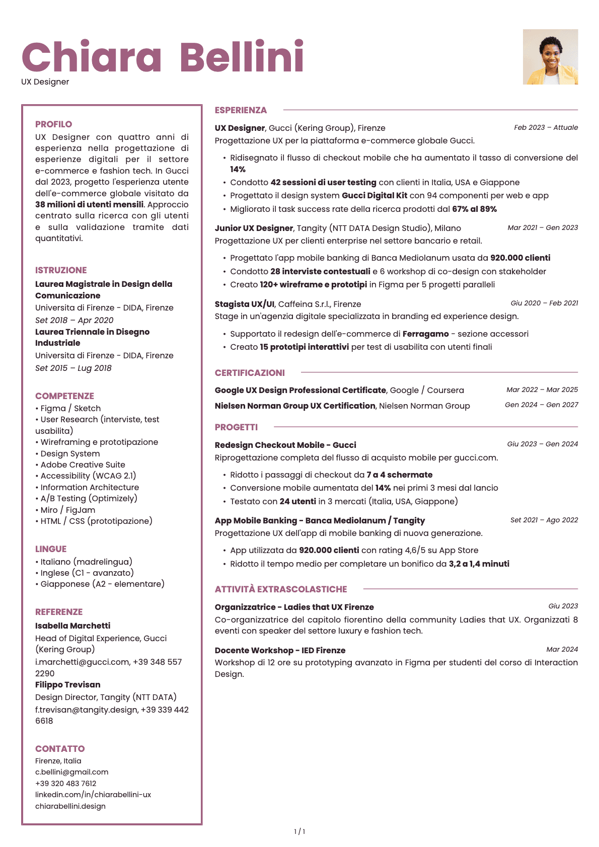 UX Designer resume example