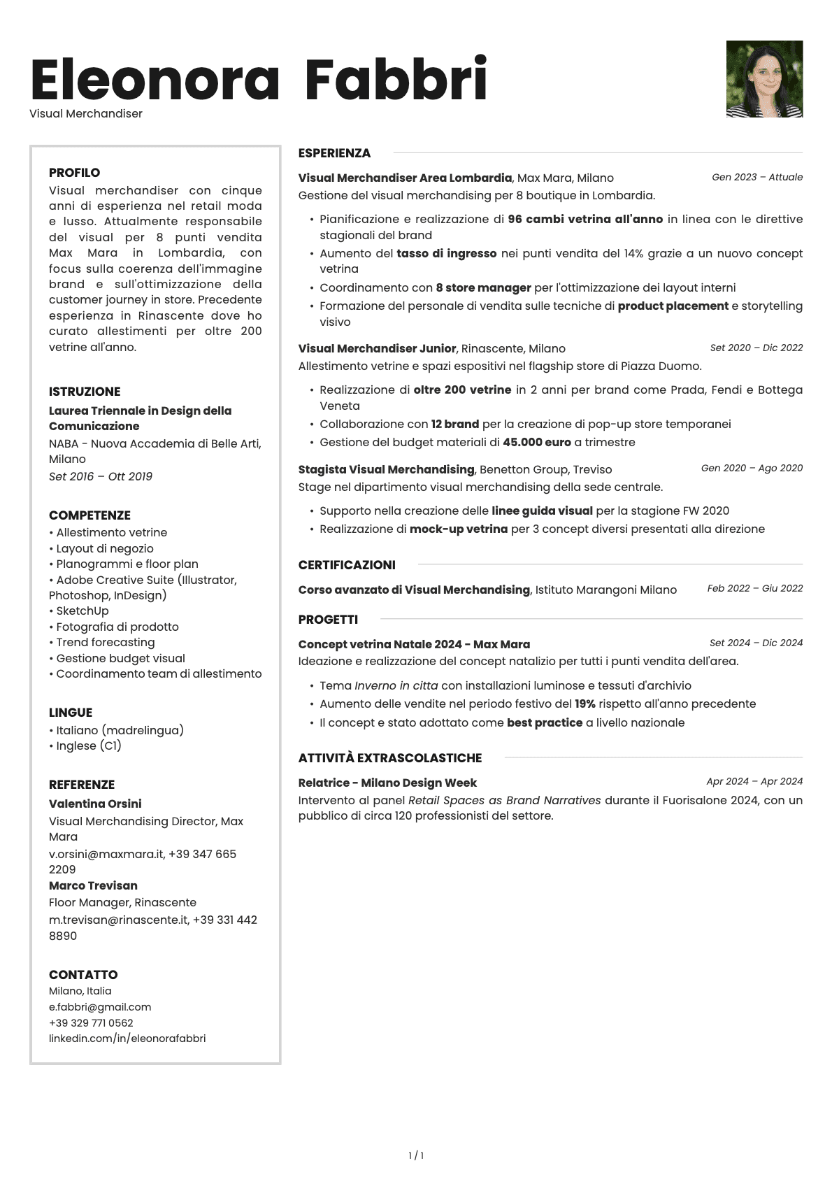 Visual Merchandiser resume example