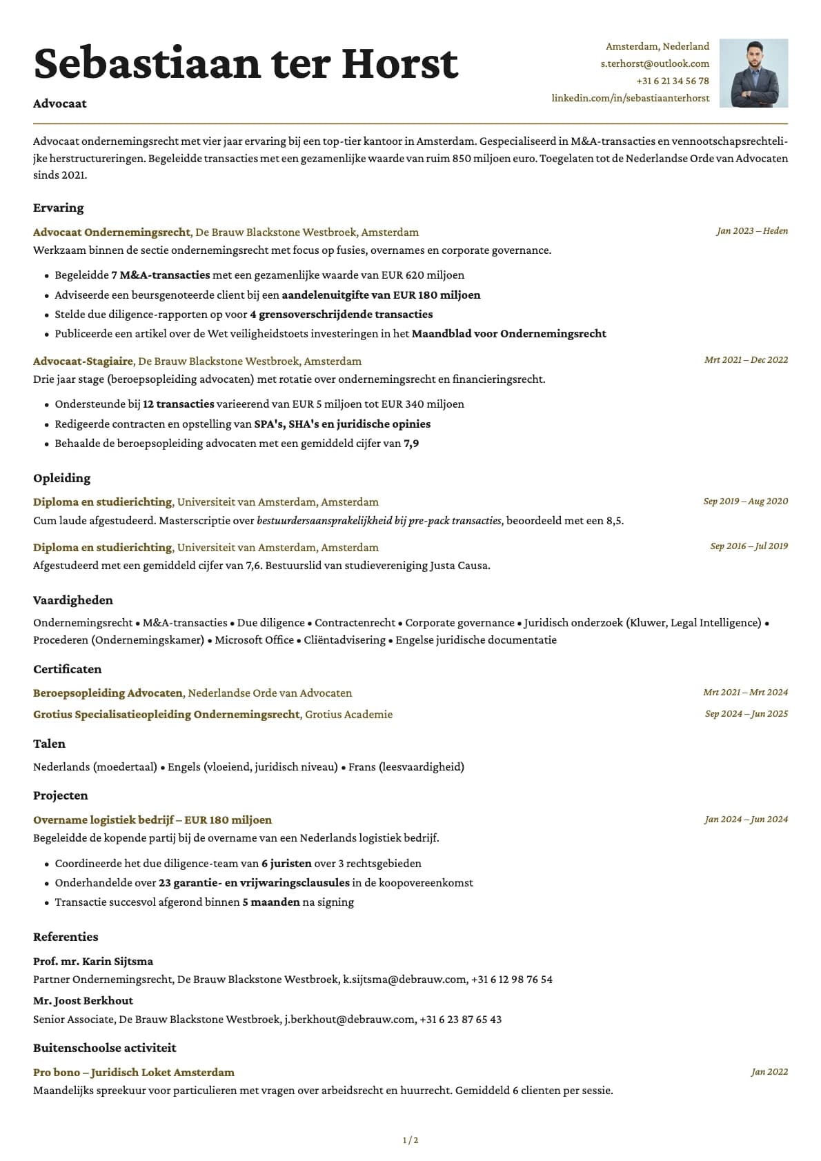 Advocaat resume example