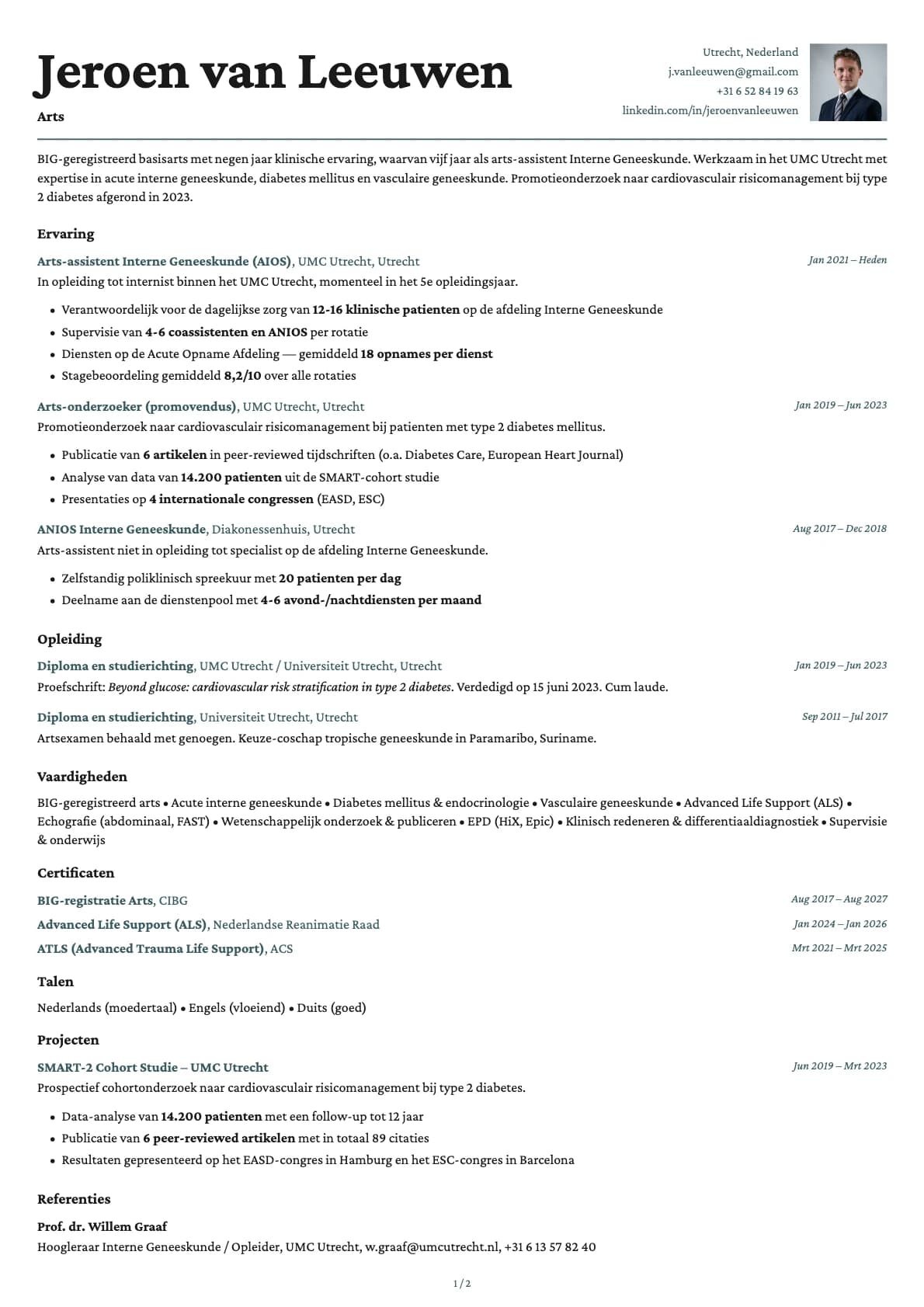 Arts resume example