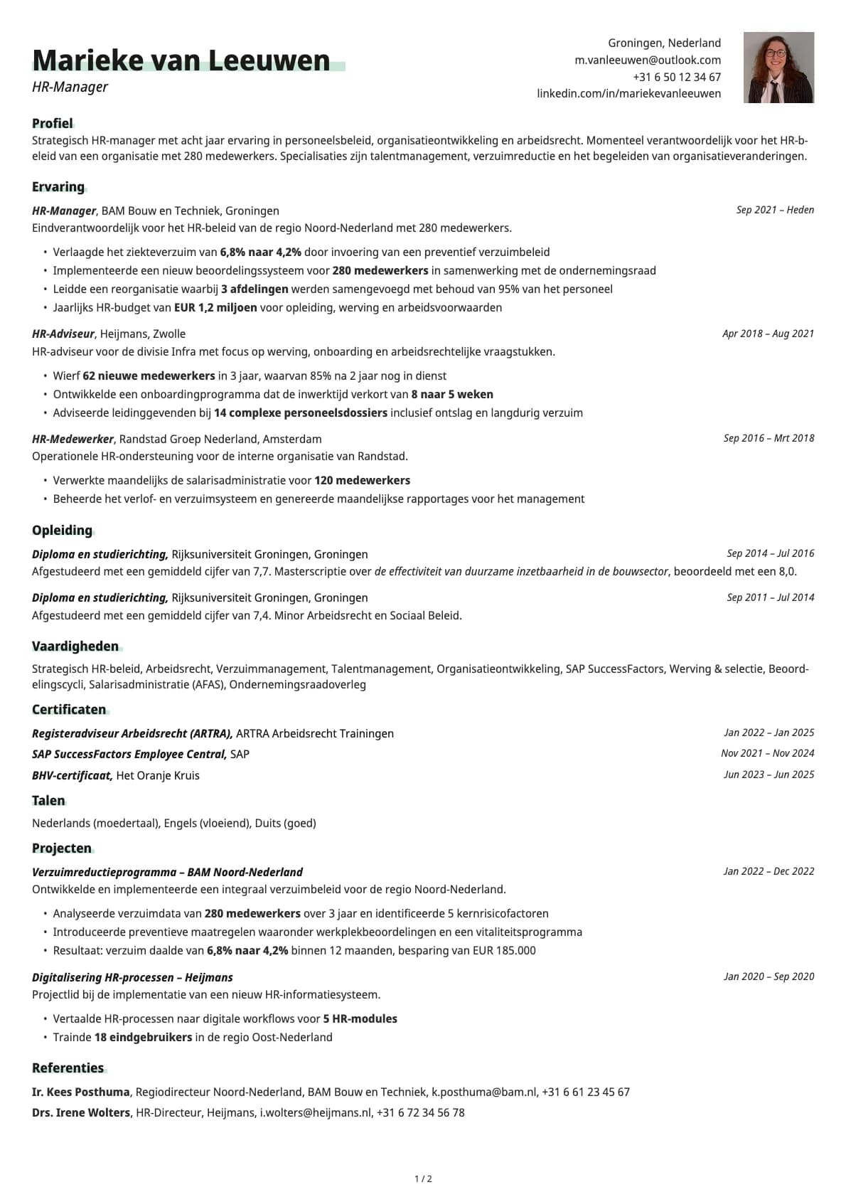 HR-Manager resume example