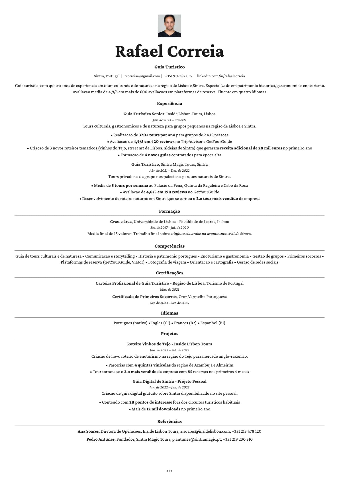Guia Turistico resume example