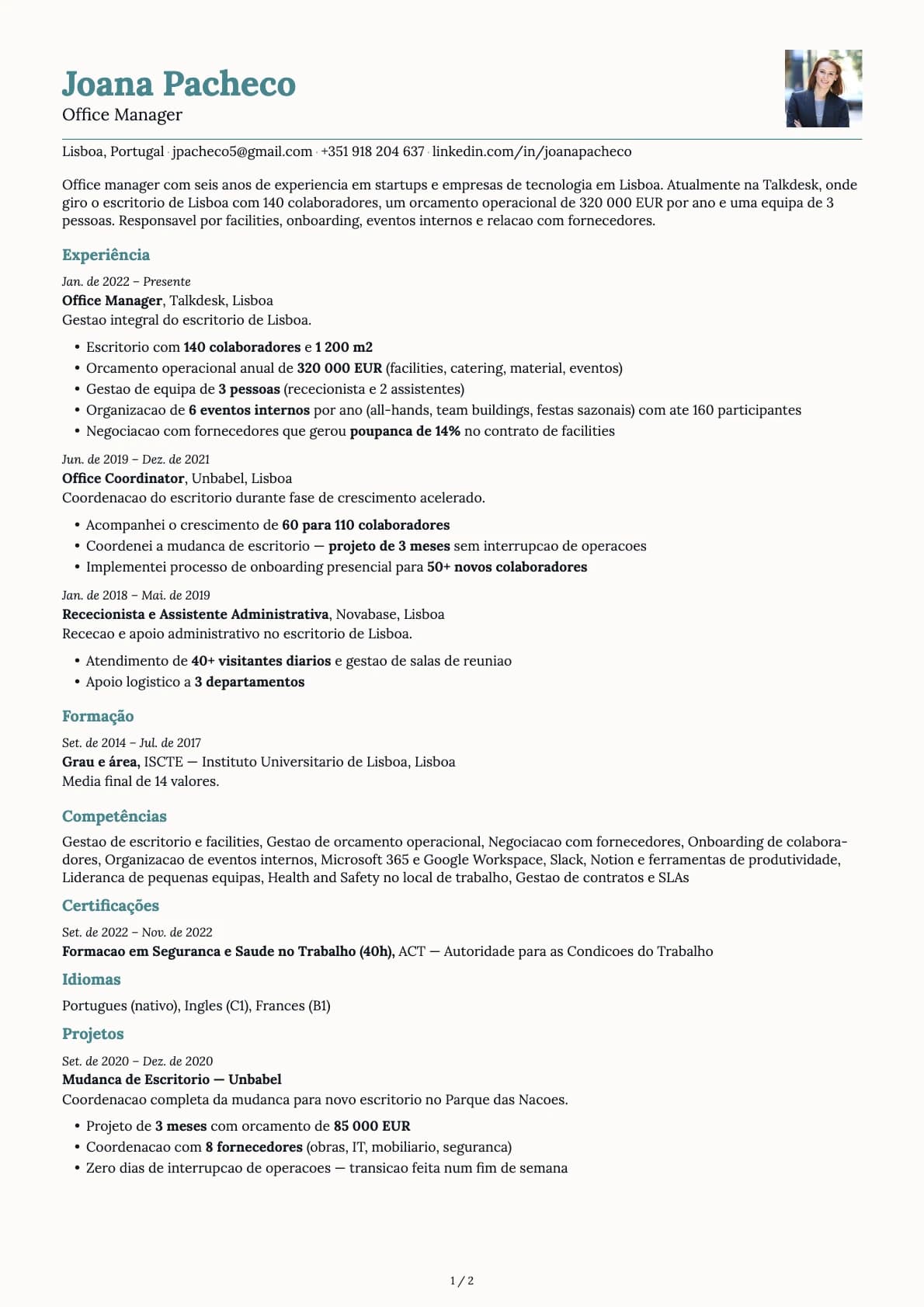 Gestor de escritorio resume example