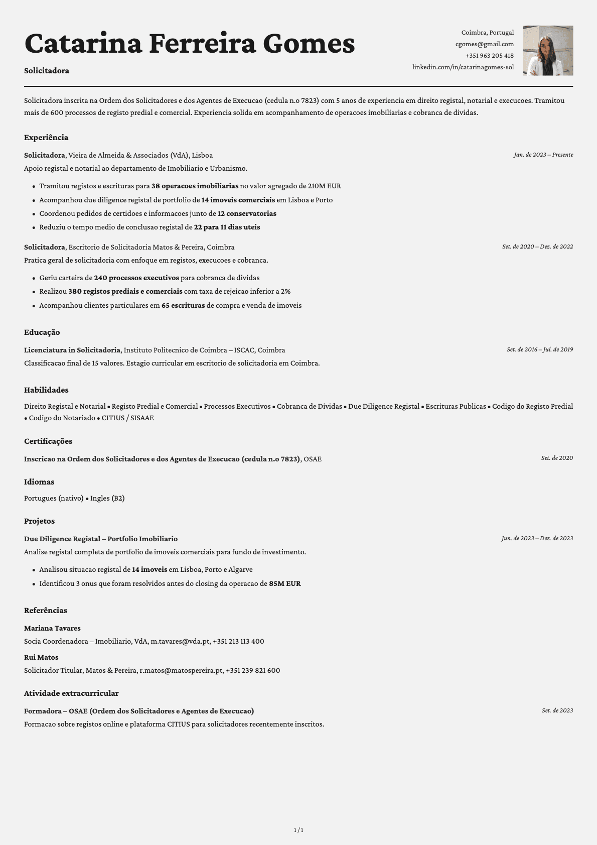 Solicitador resume example