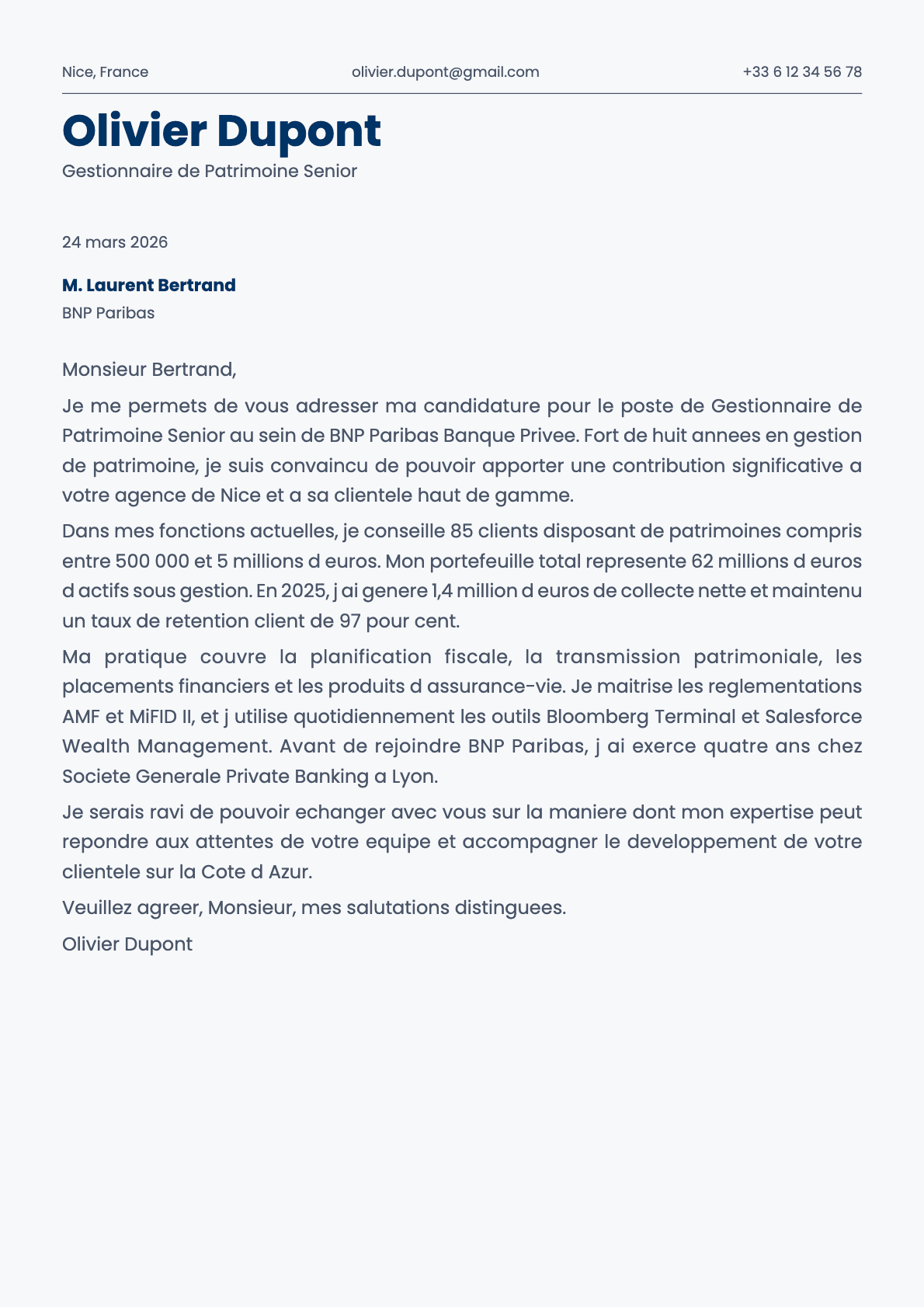 Fern cover letter template preview