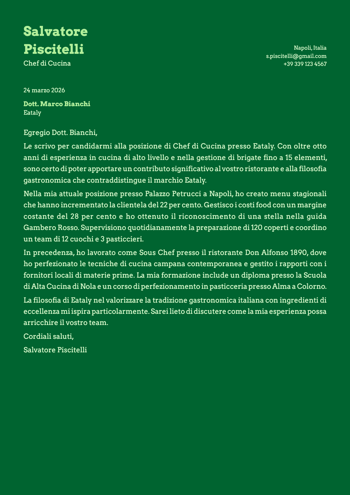 Emerald cover letter template preview