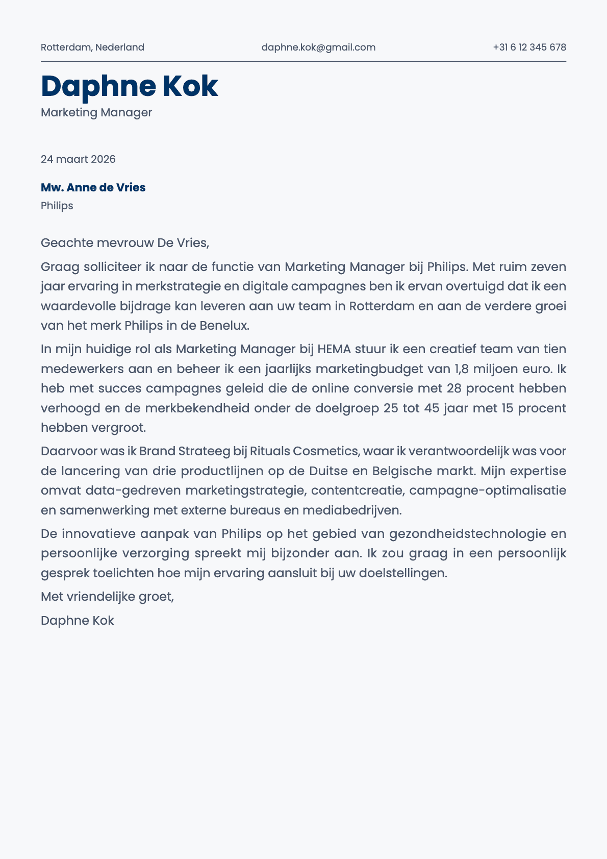 Fern cover letter template preview
