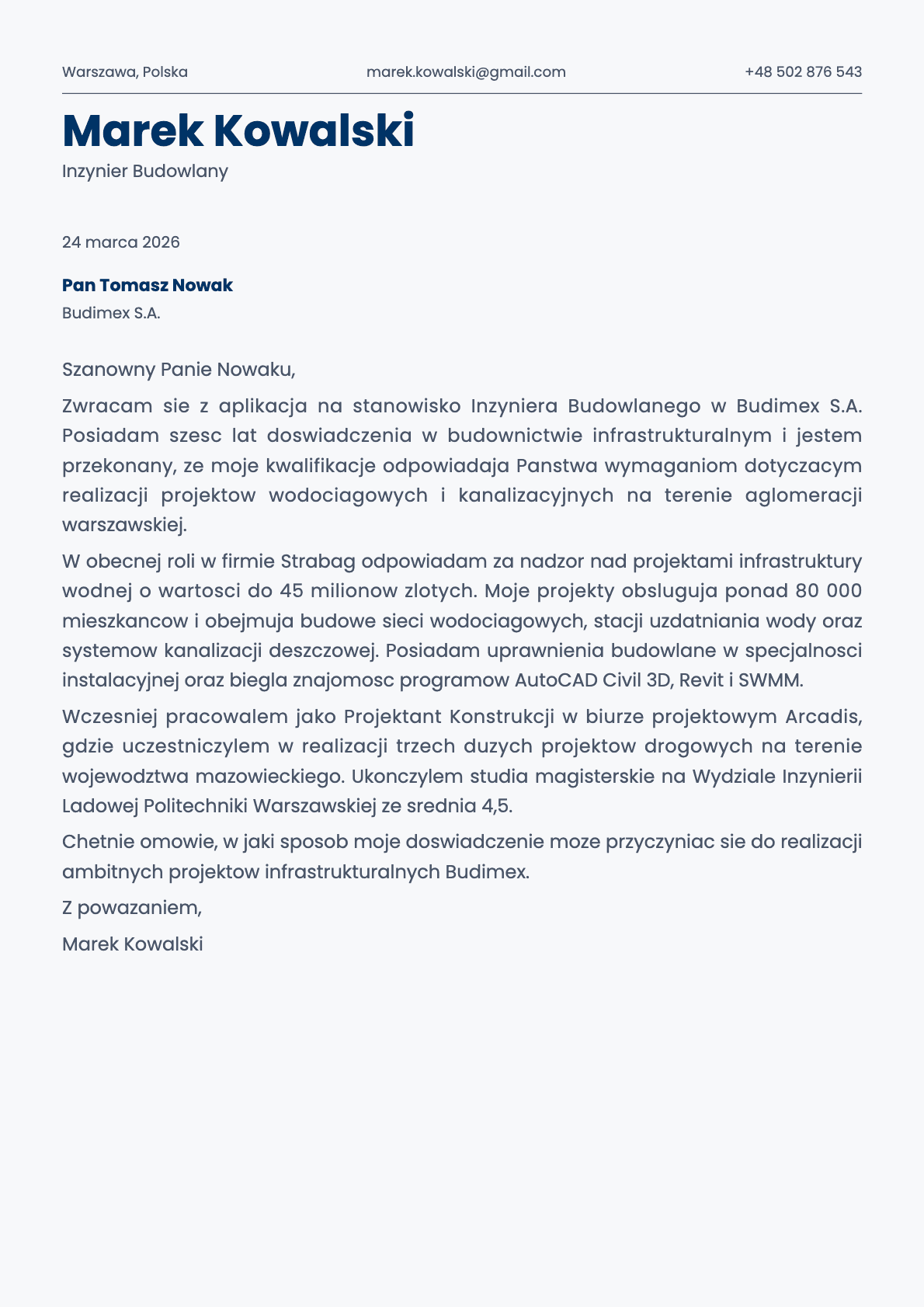 Fern cover letter template preview