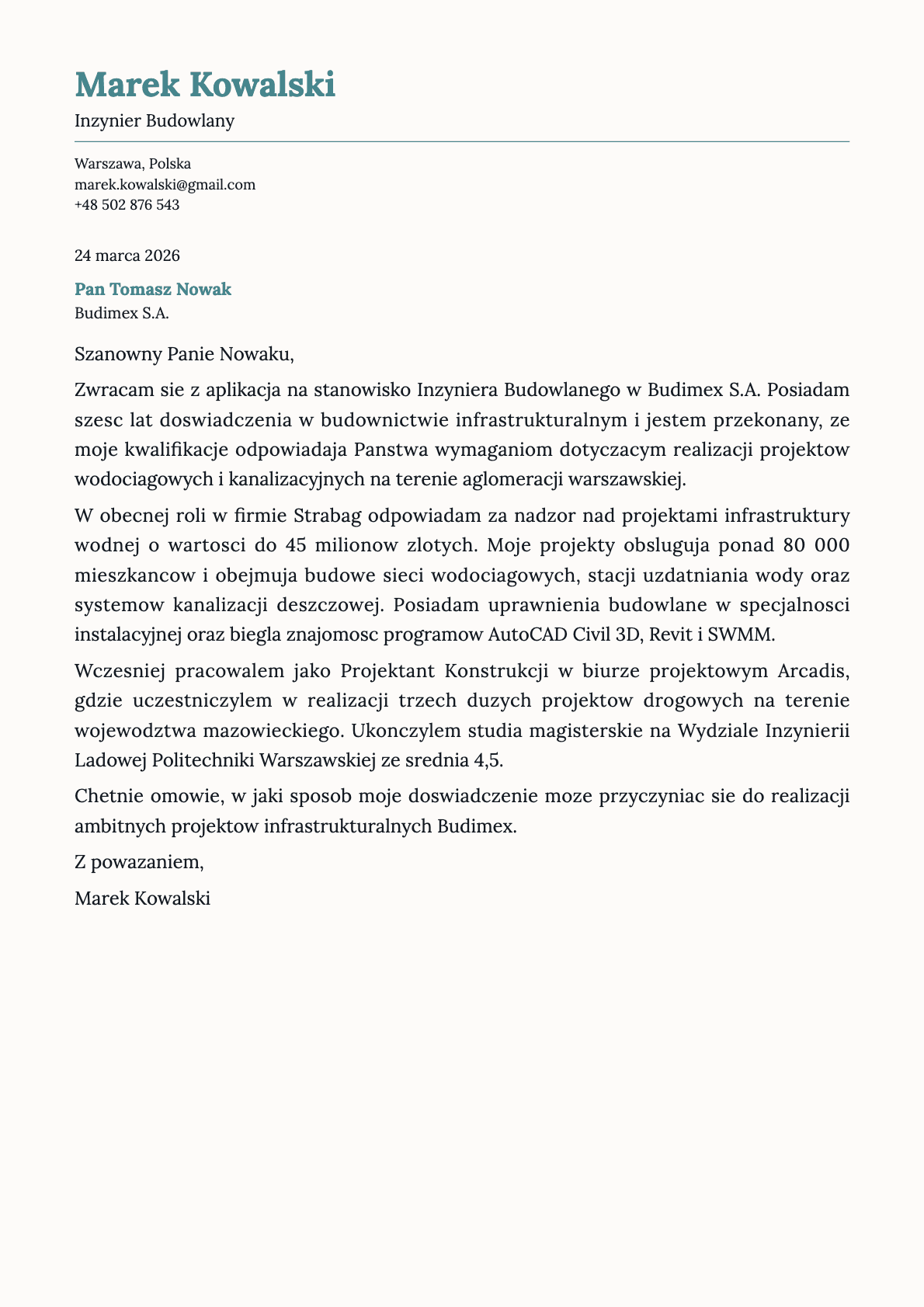 Nickel cover letter template preview