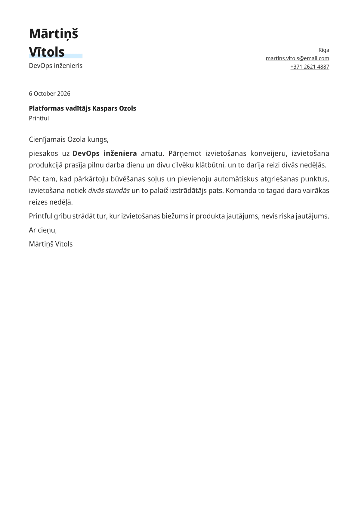 Copper cover letter template preview