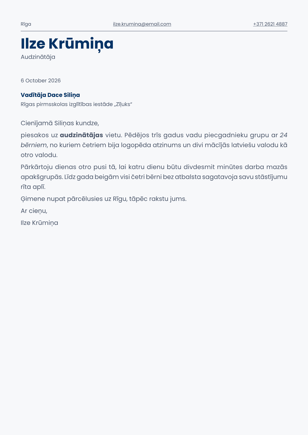 Fern cover letter template preview