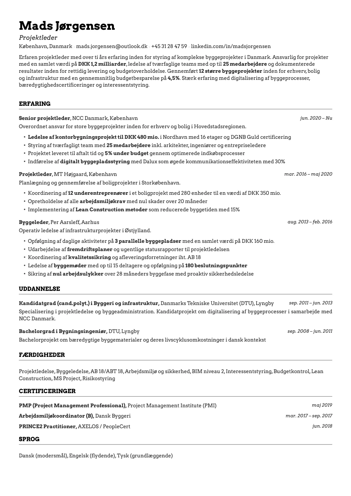 Emerald resume template preview
