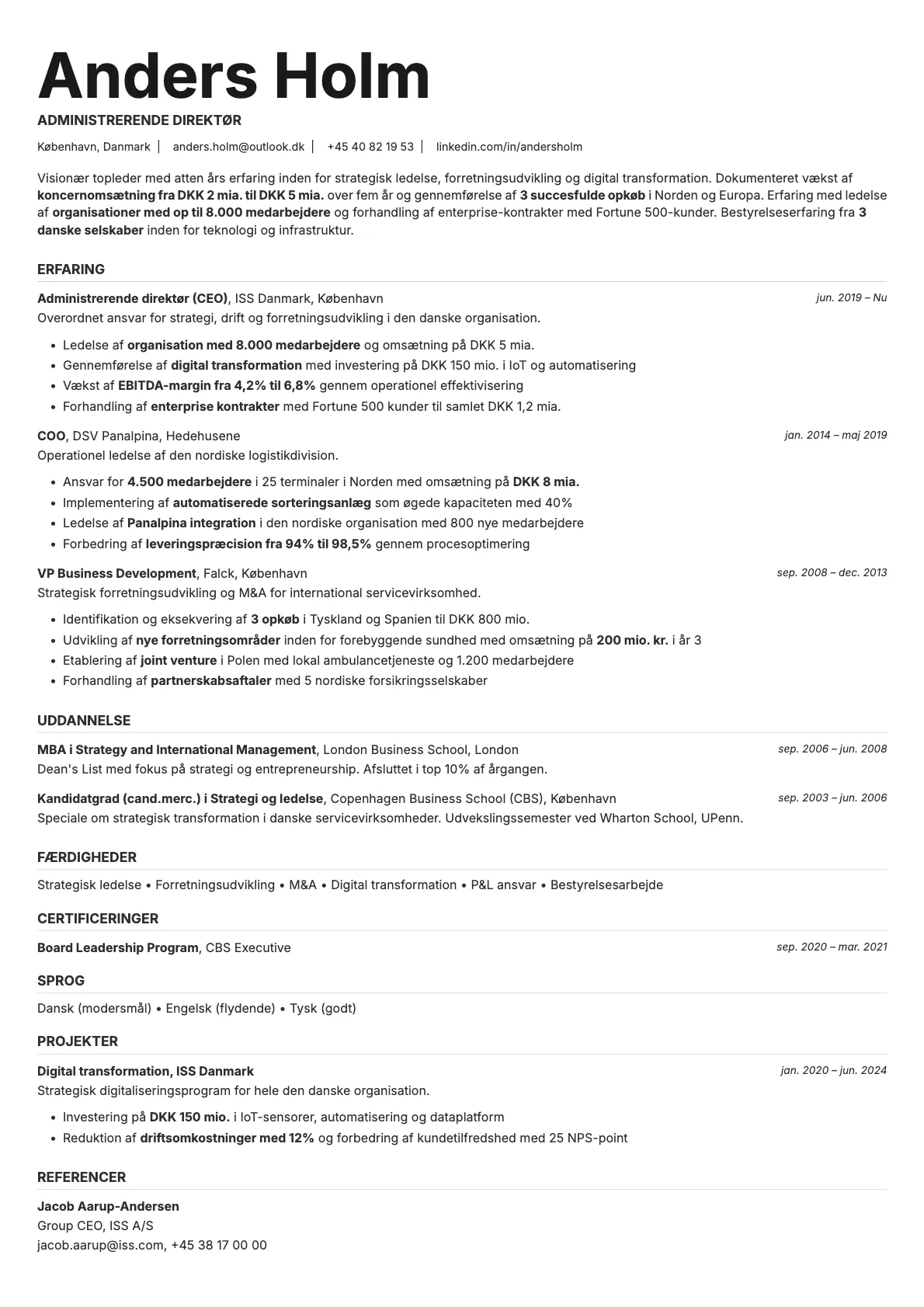 Platinum resume template preview