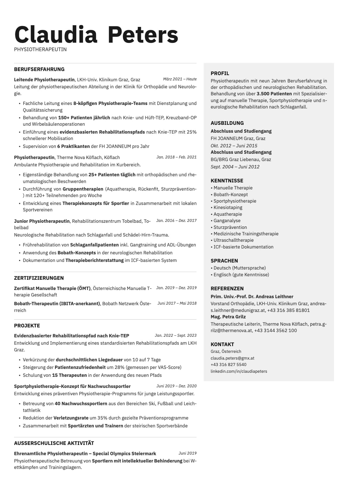 Bronze resume template preview