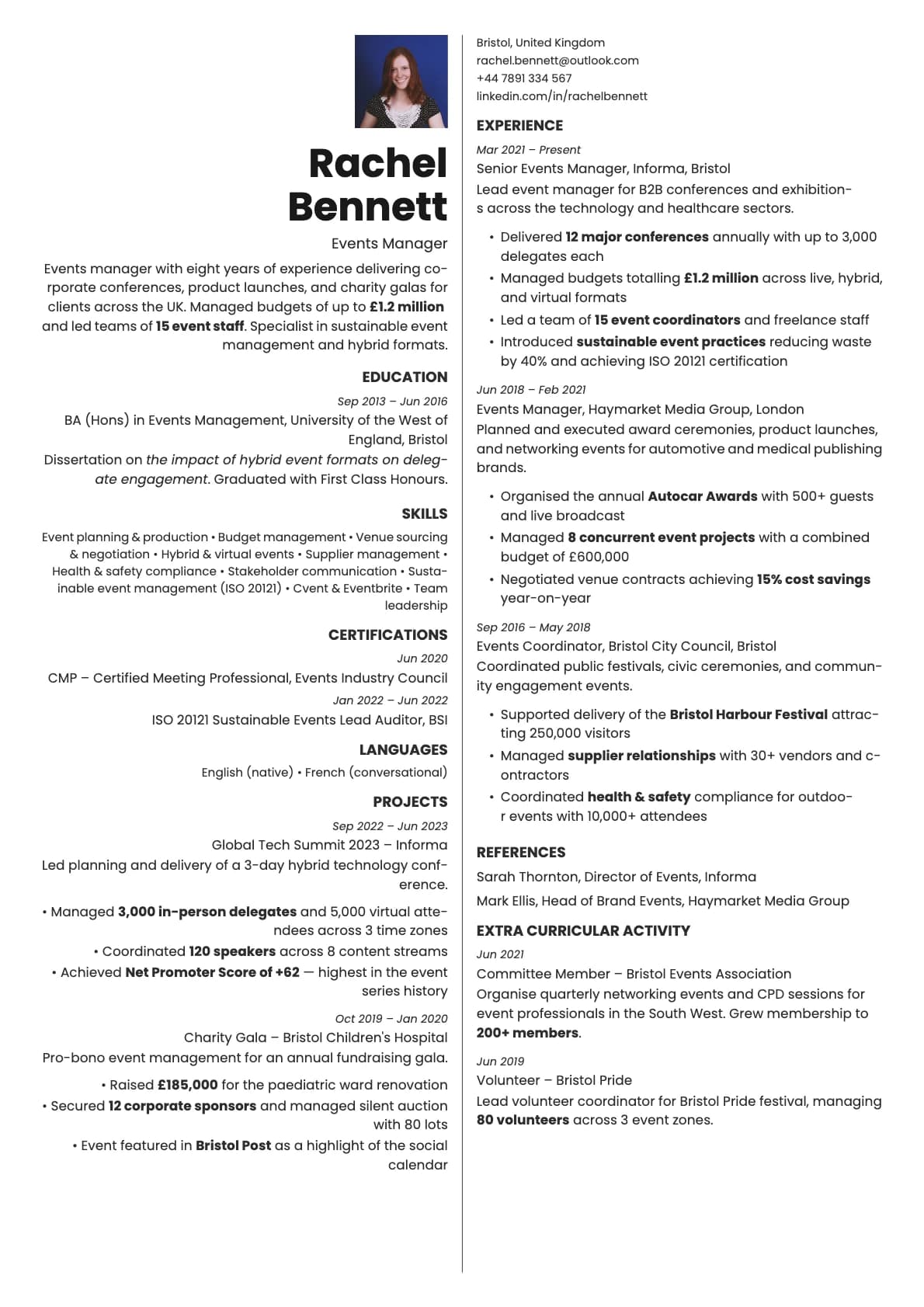 Amber Photo resume template preview