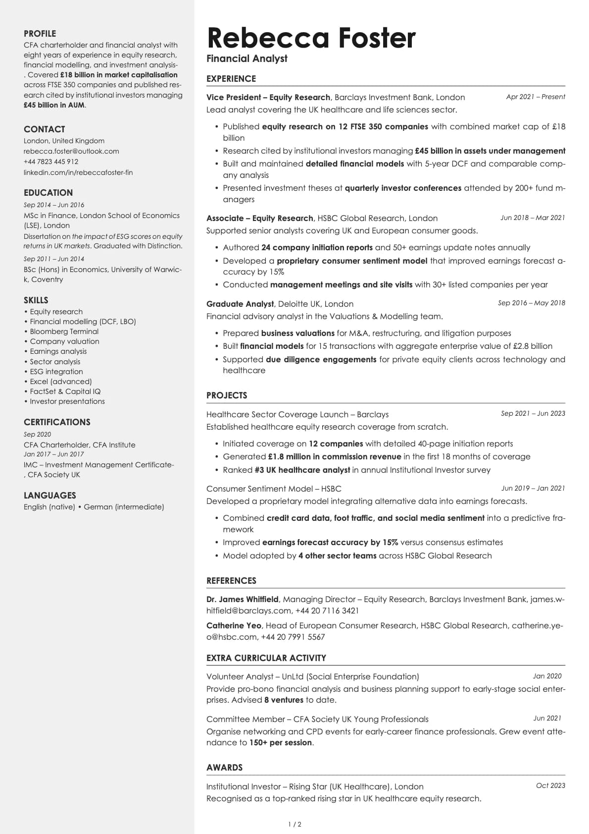 Aurum resume template preview