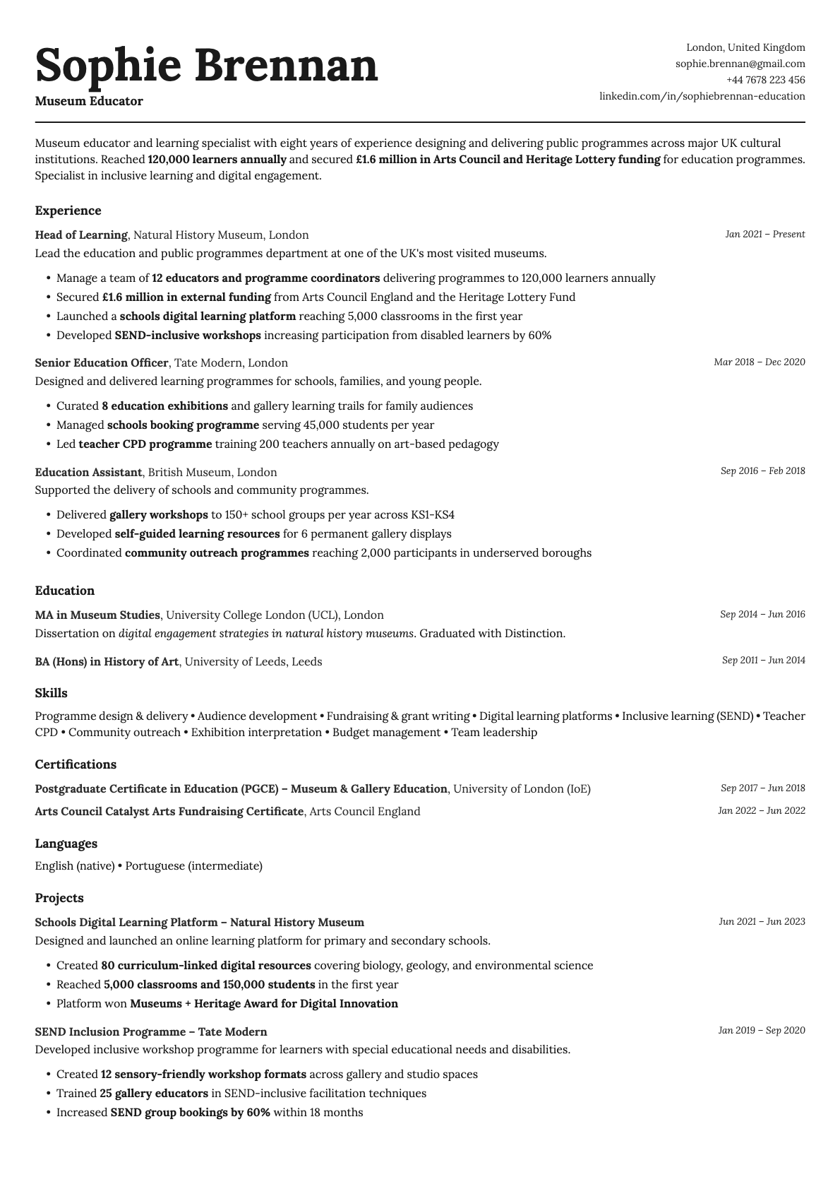 Cobalt resume template preview