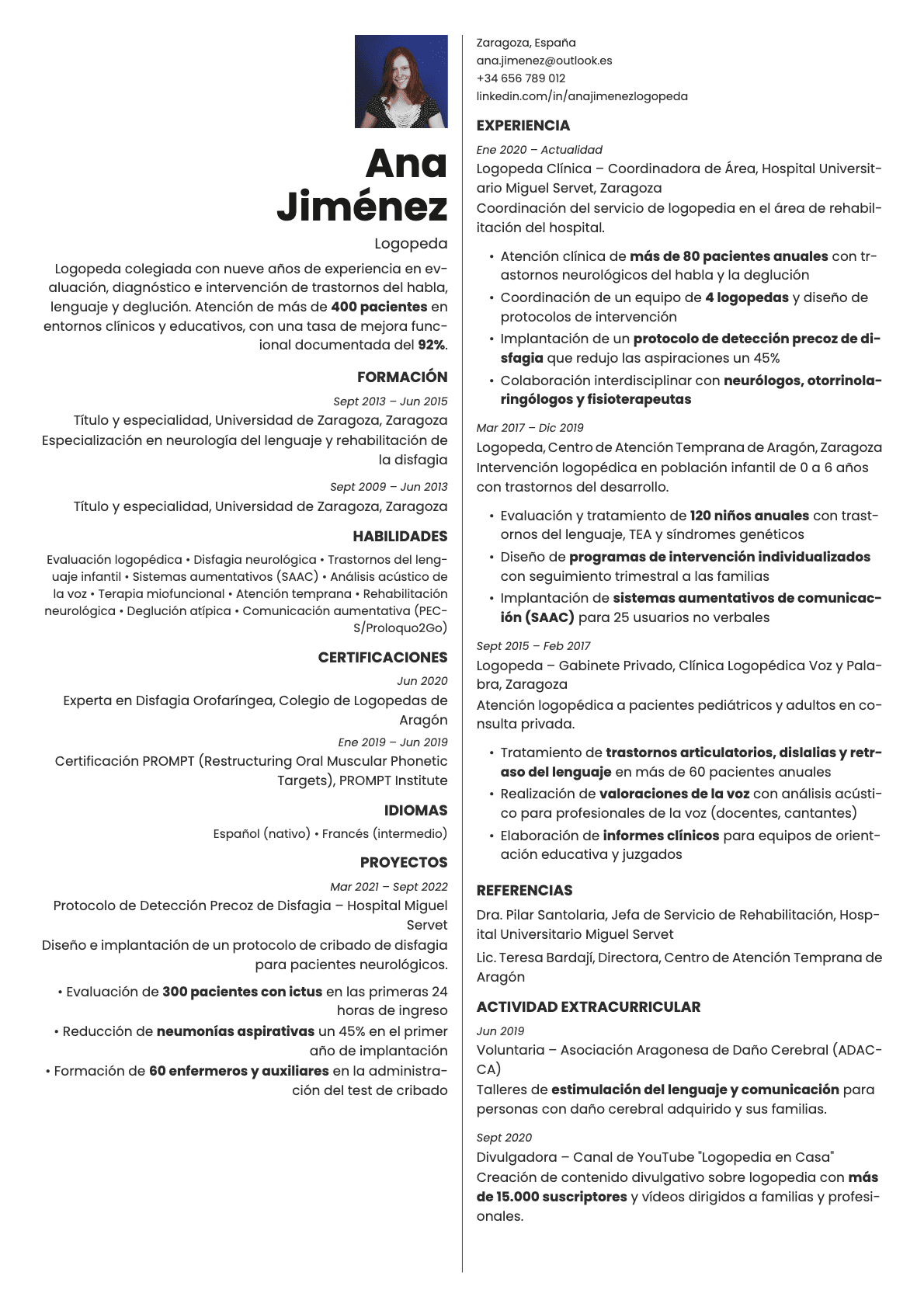 Amber Photo resume template preview