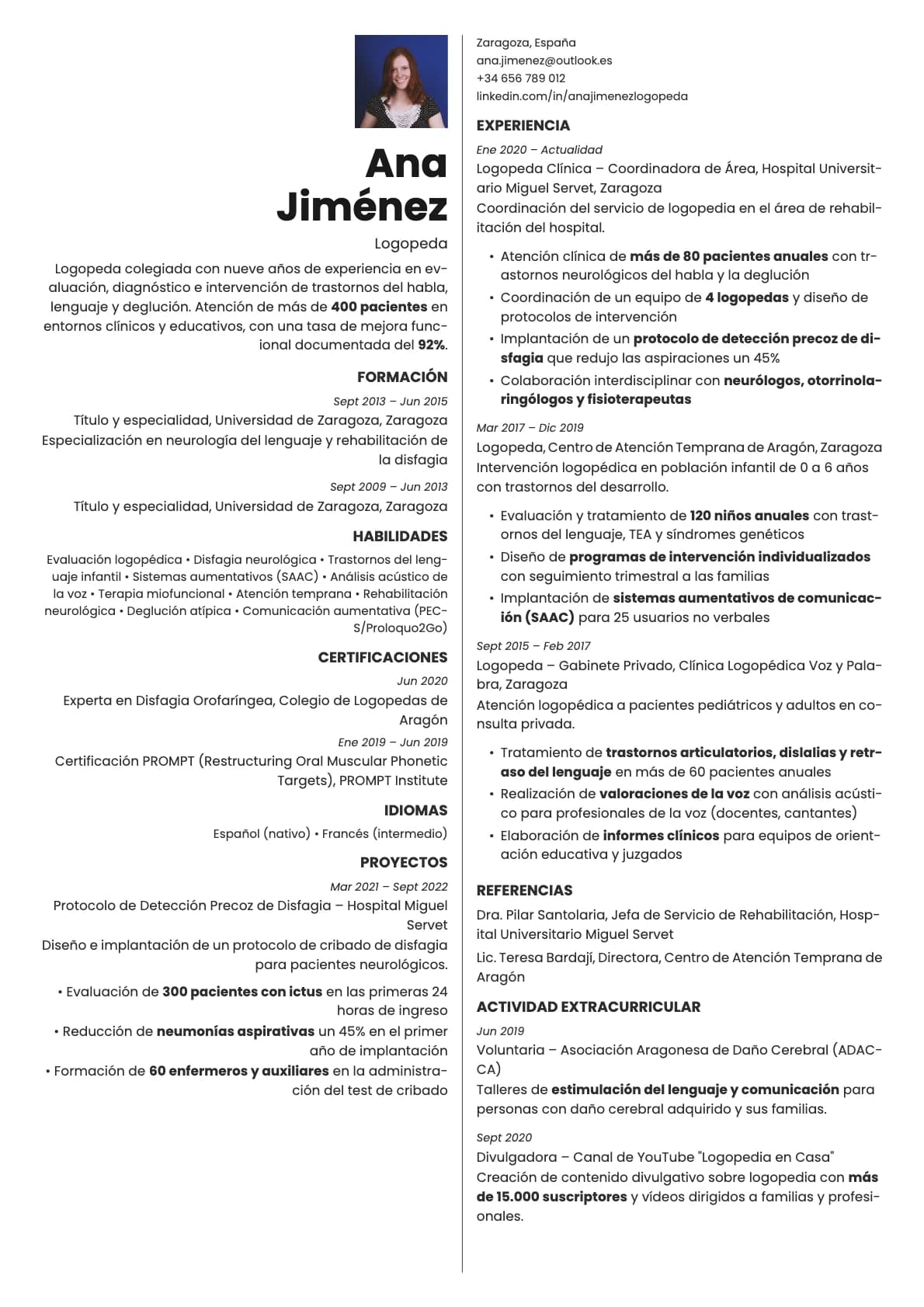 Amber Photo resume template preview