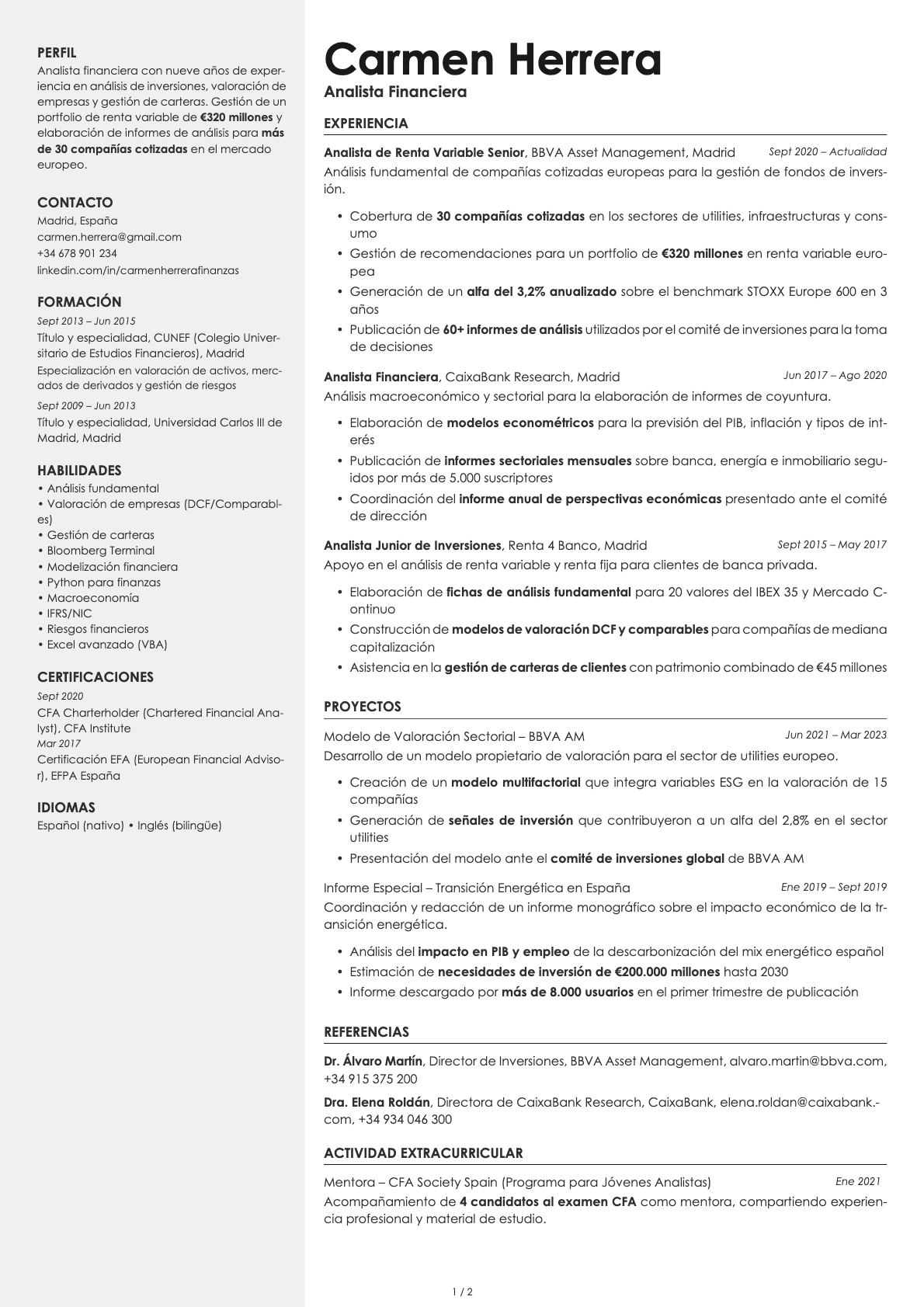 Aurum resume template preview