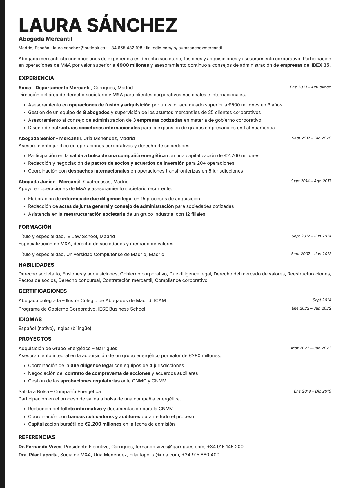 Bold Edge resume template preview