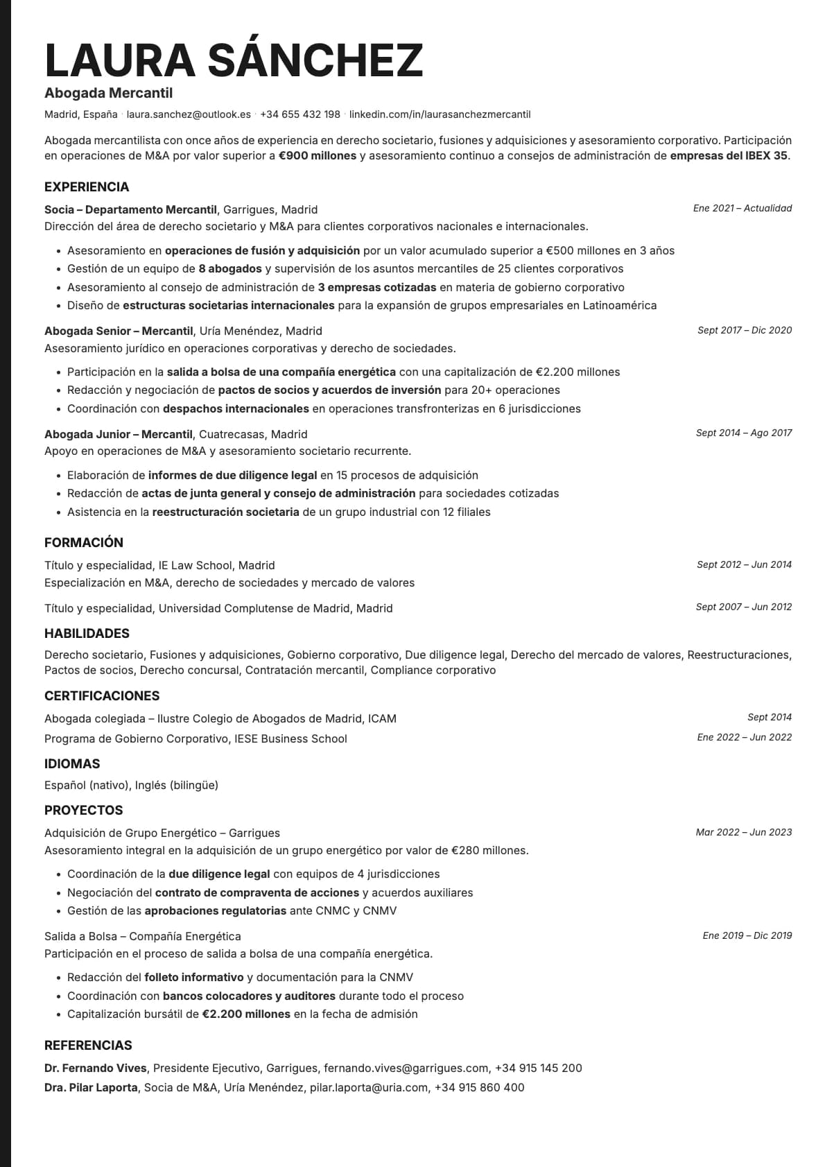 Bold Edge resume template preview