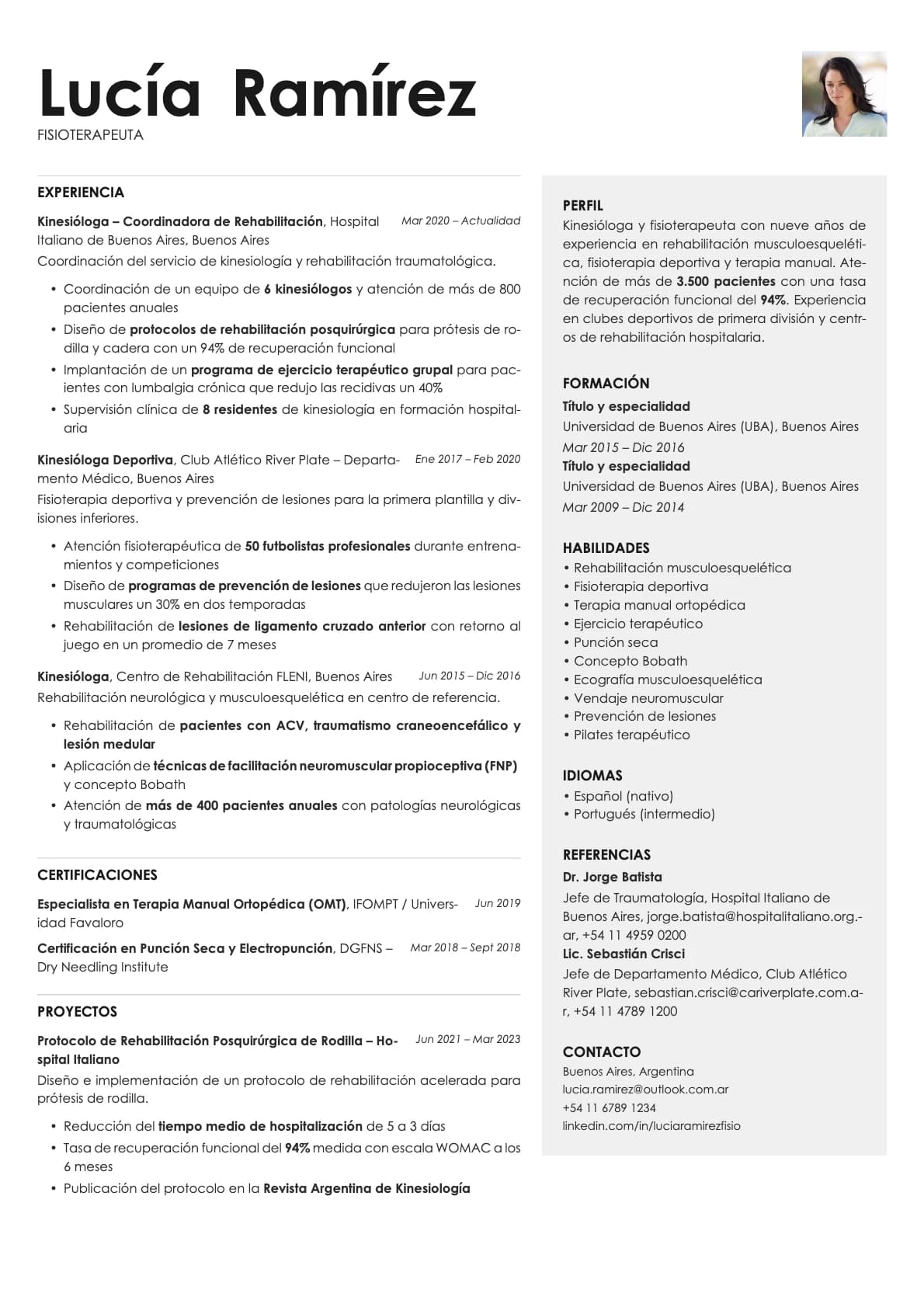 Bronze Photo resume template preview