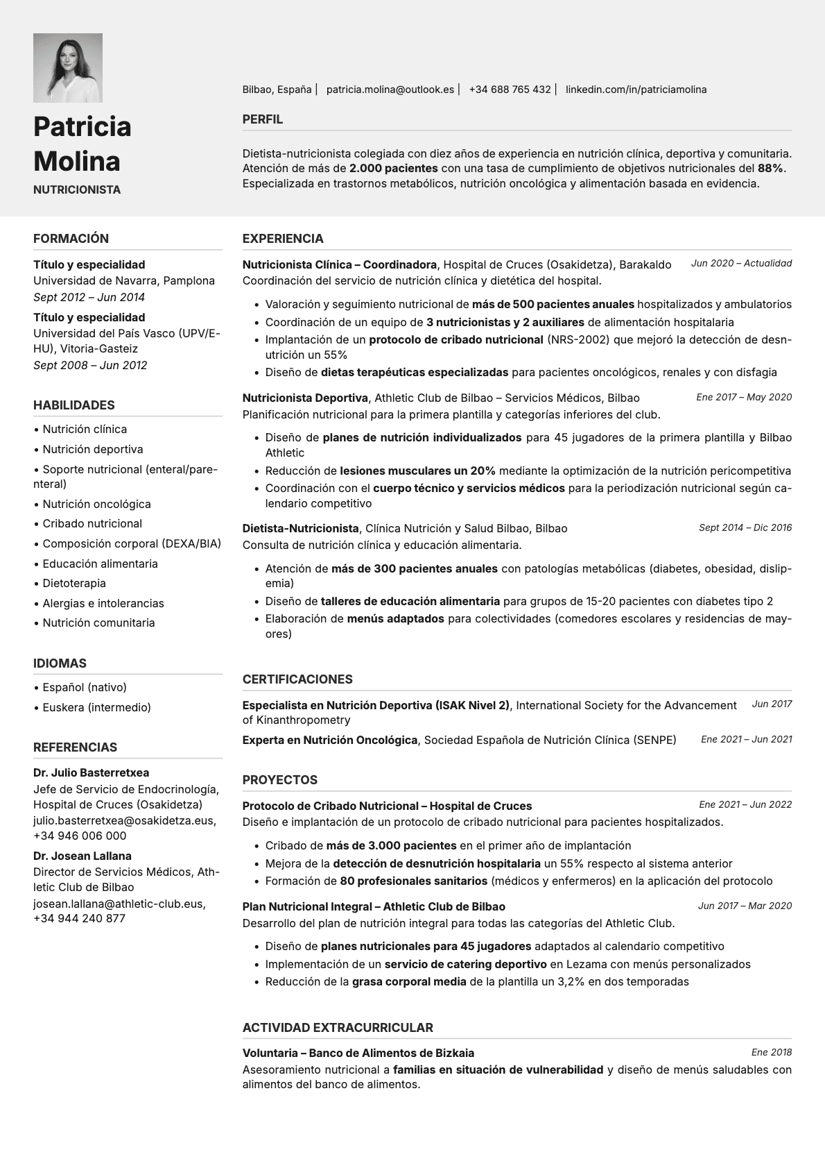 Limestone Photo resume template preview