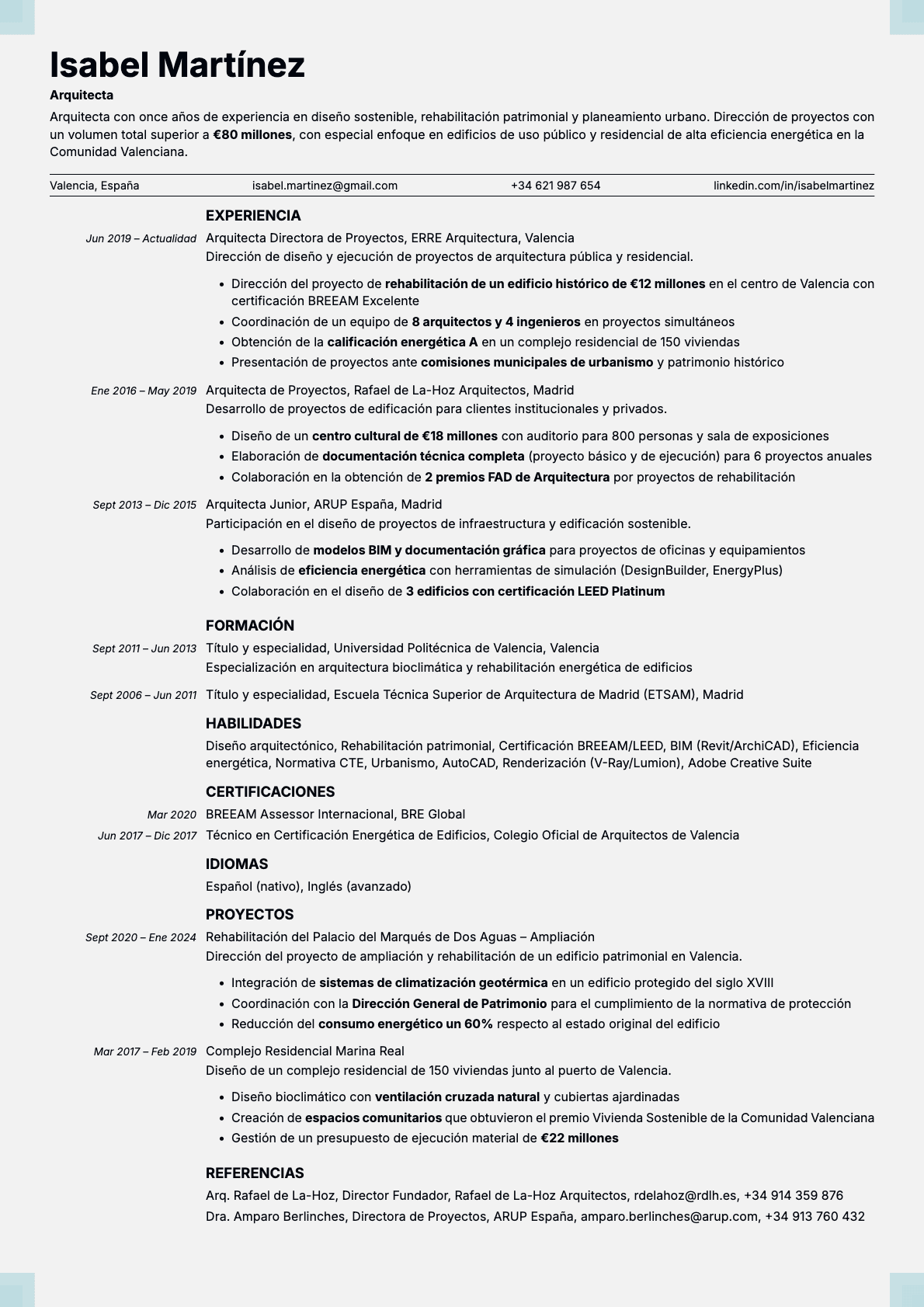 Marble resume template preview