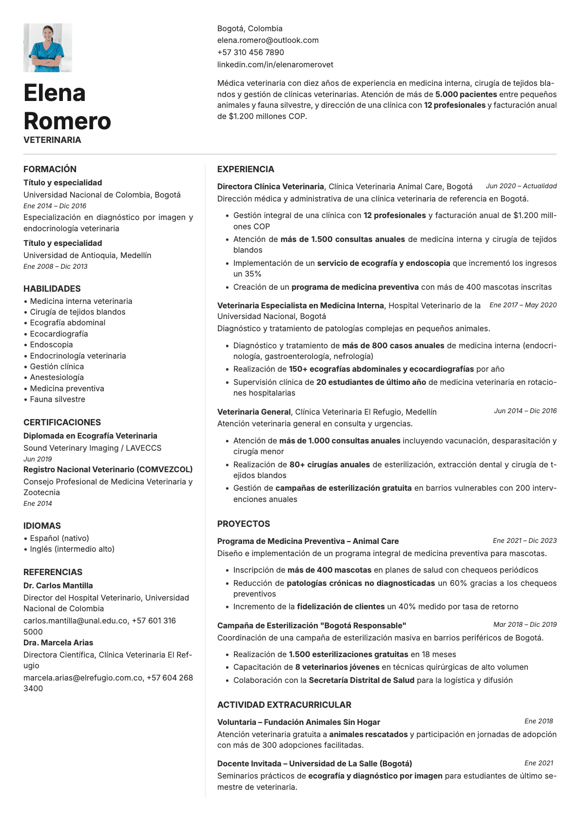 Obsidian Photo resume template preview
