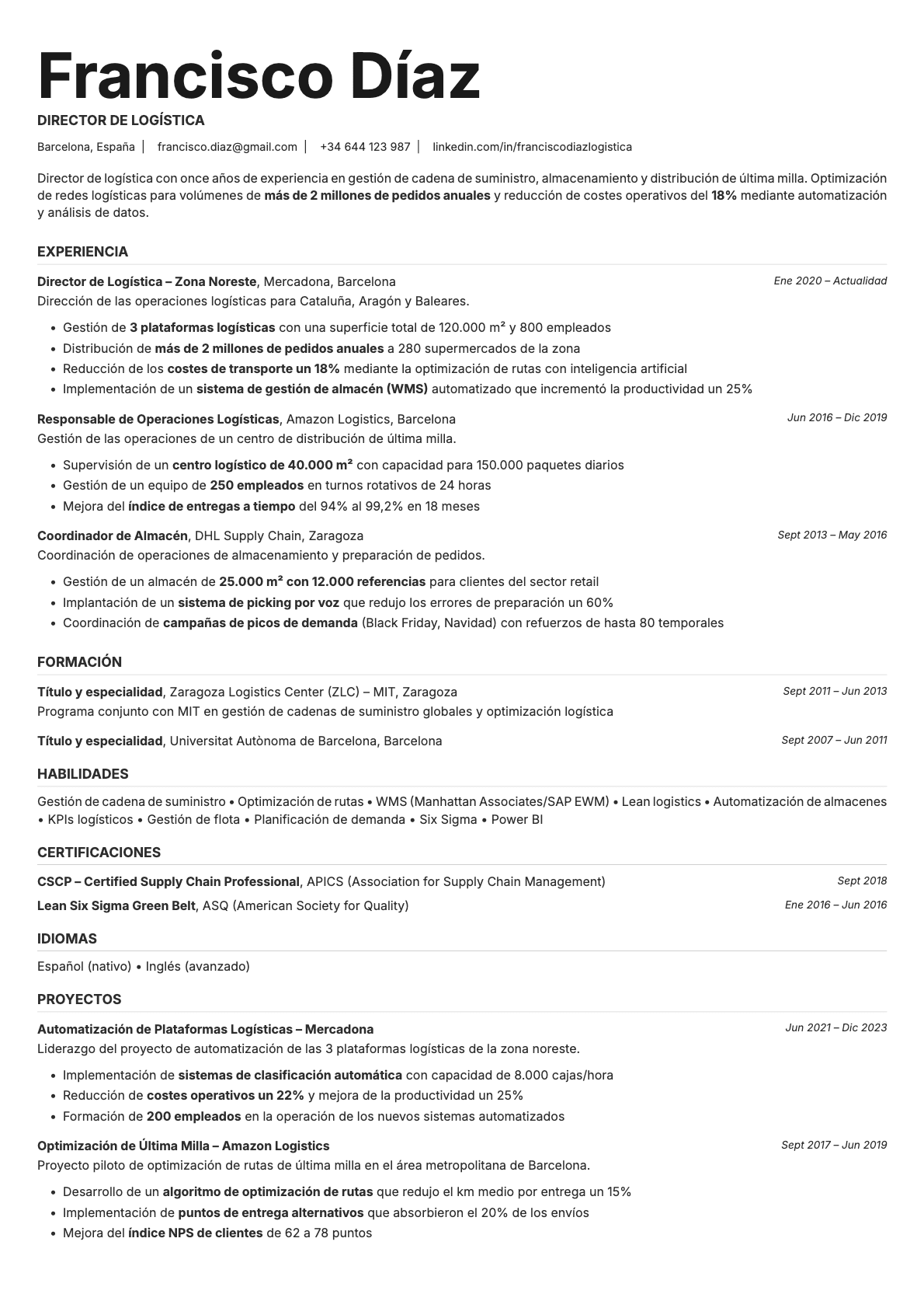 Platinum resume template preview