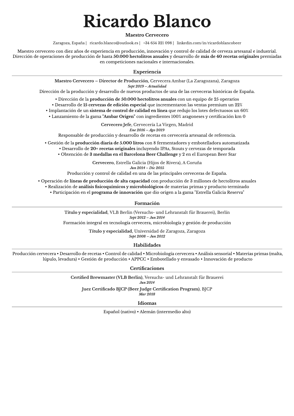 Topaz resume template preview