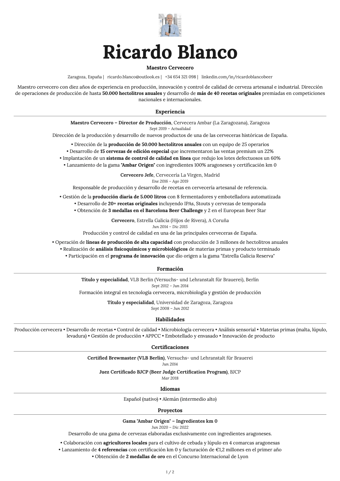 Topaz Photo resume template preview