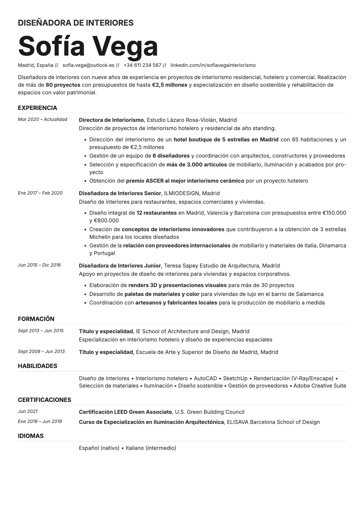 Zinc resume template preview