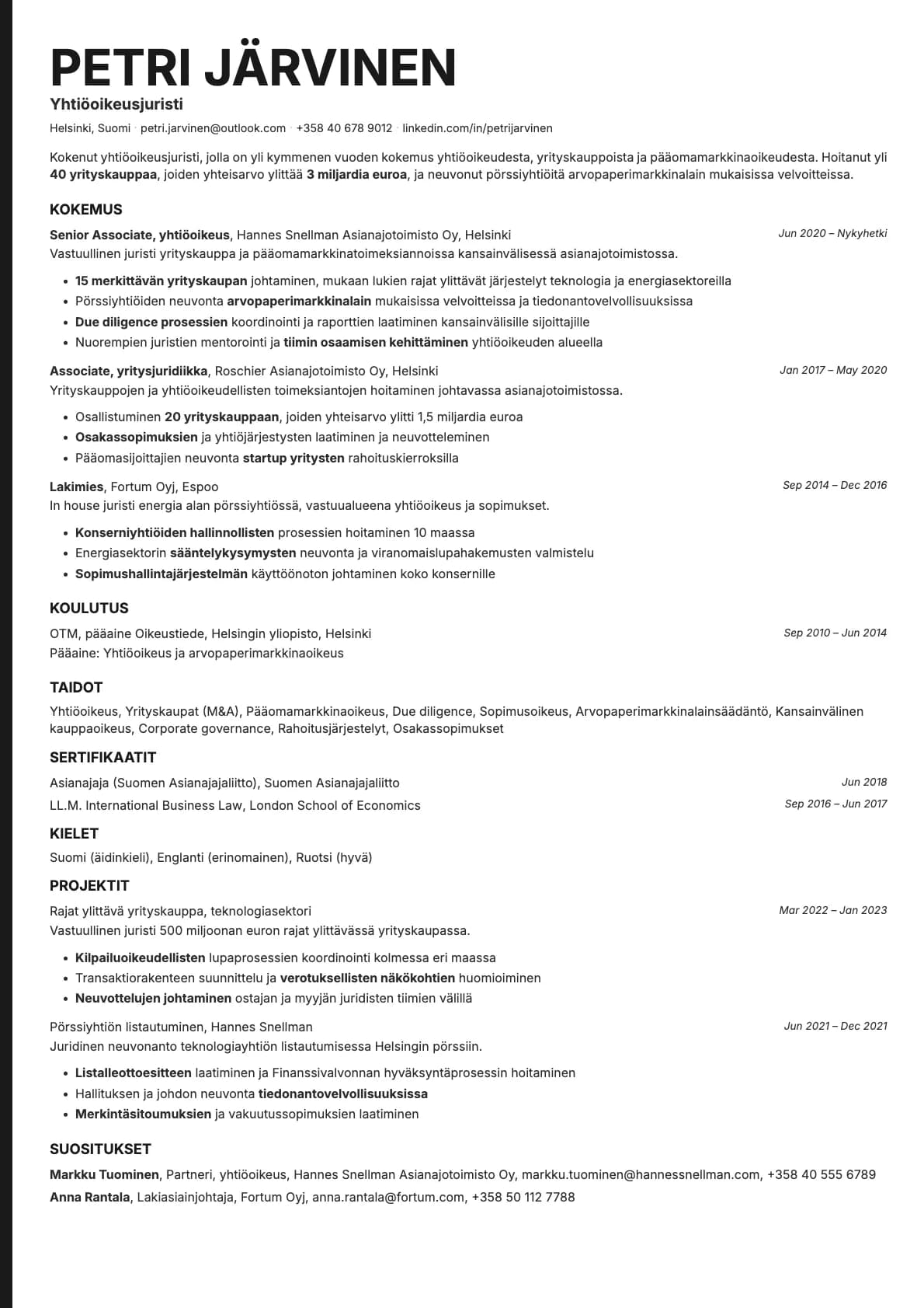 Bold Edge resume template preview