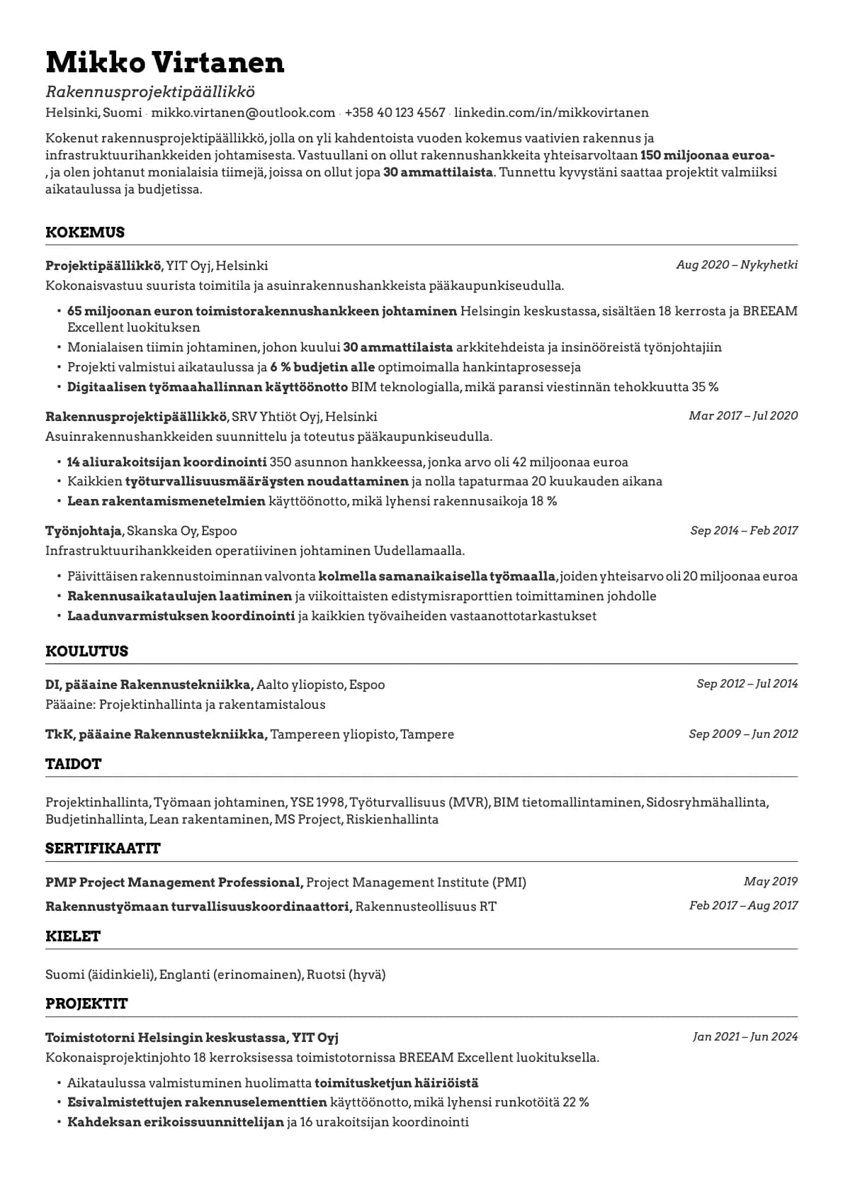 Emerald resume template preview