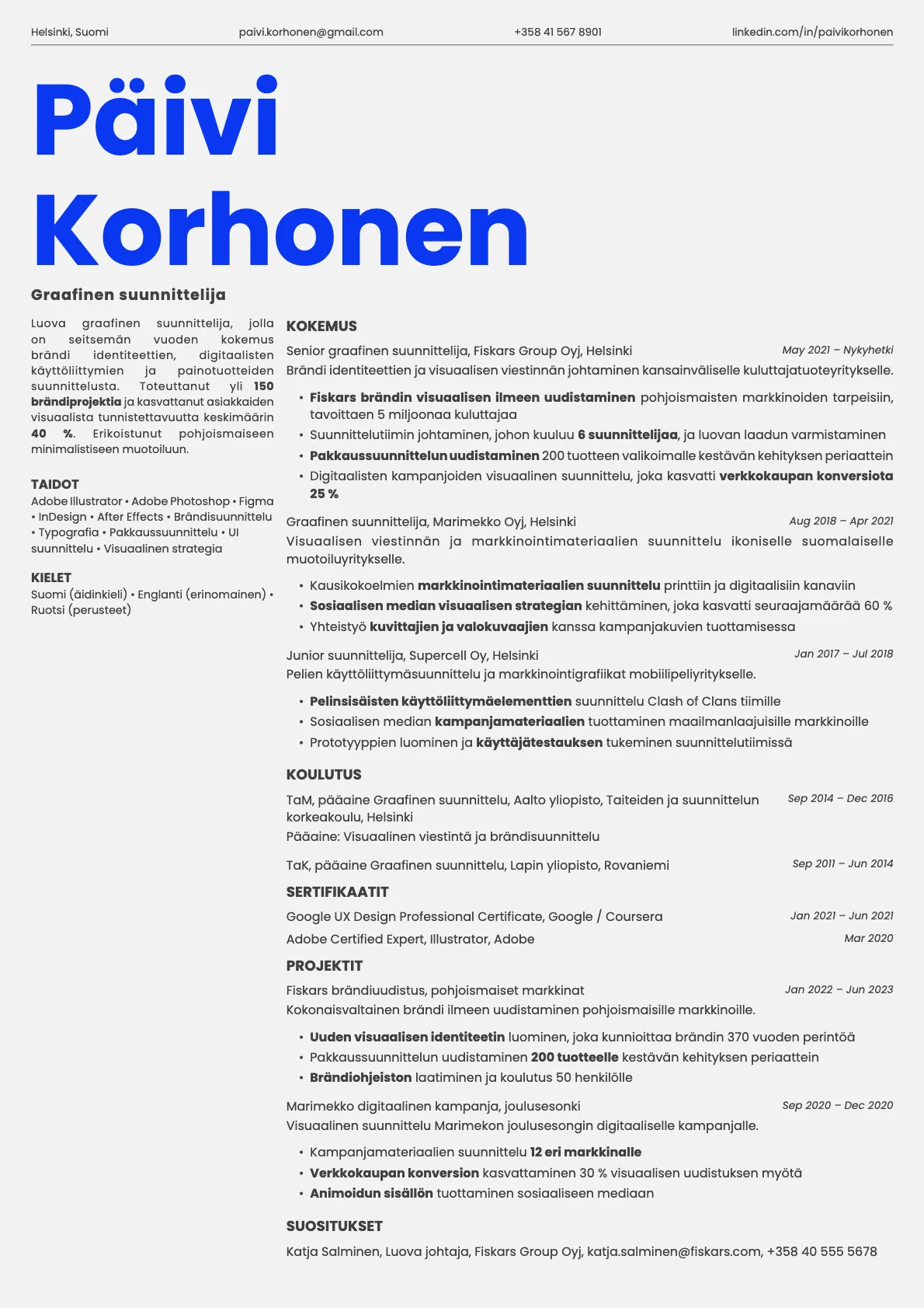 Fern resume template preview