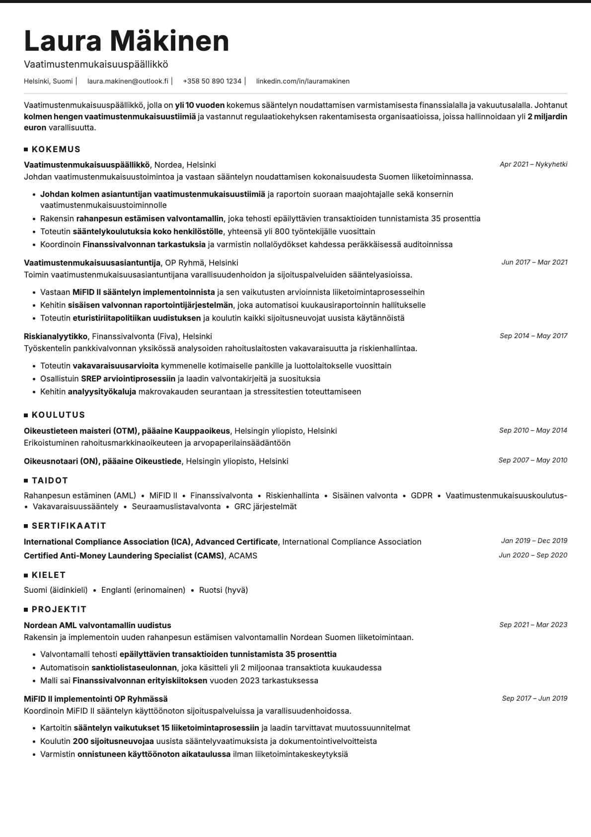 Graphite resume template preview