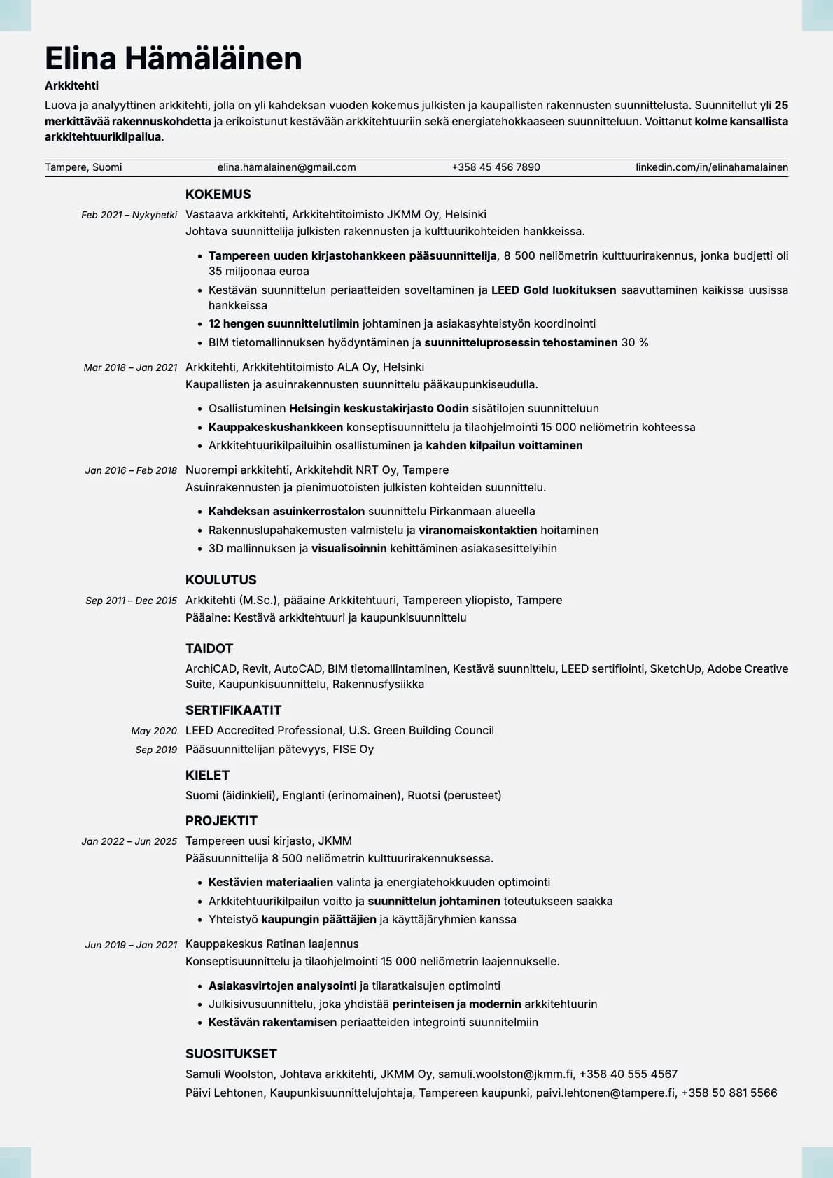 Marble resume template preview
