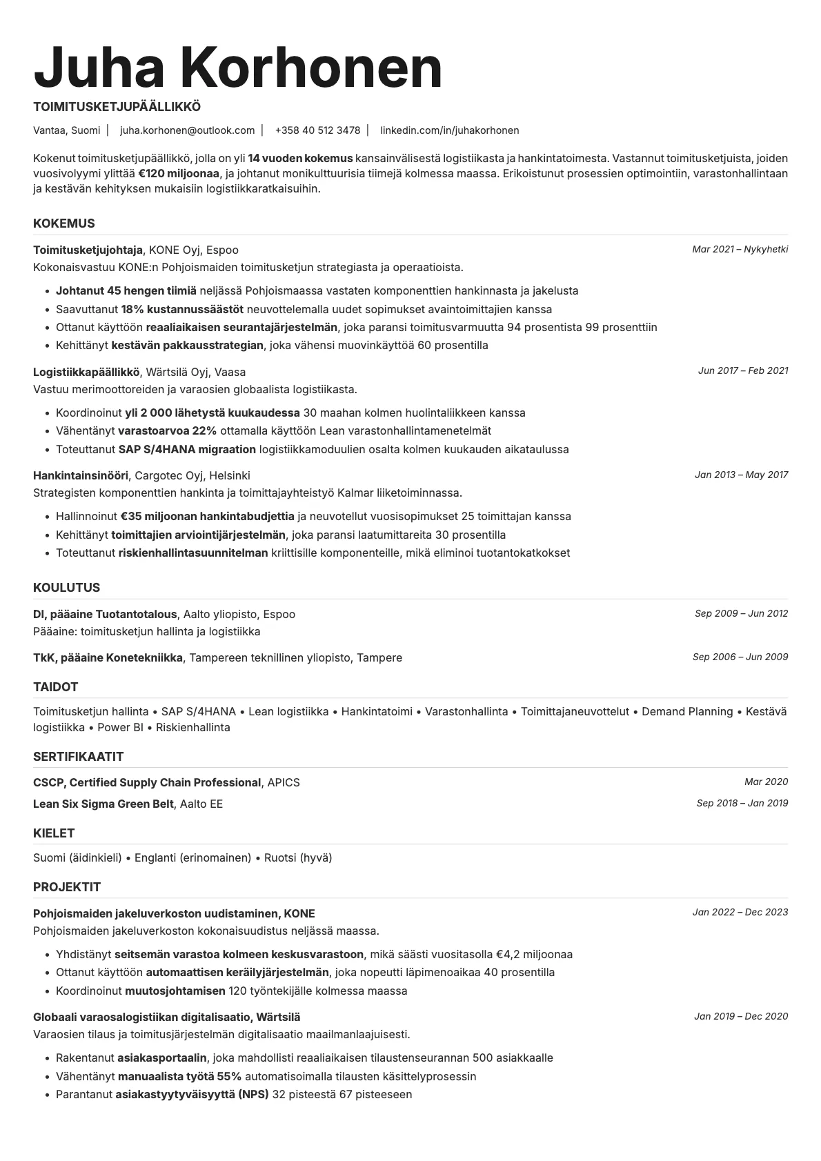 Platinum resume template preview
