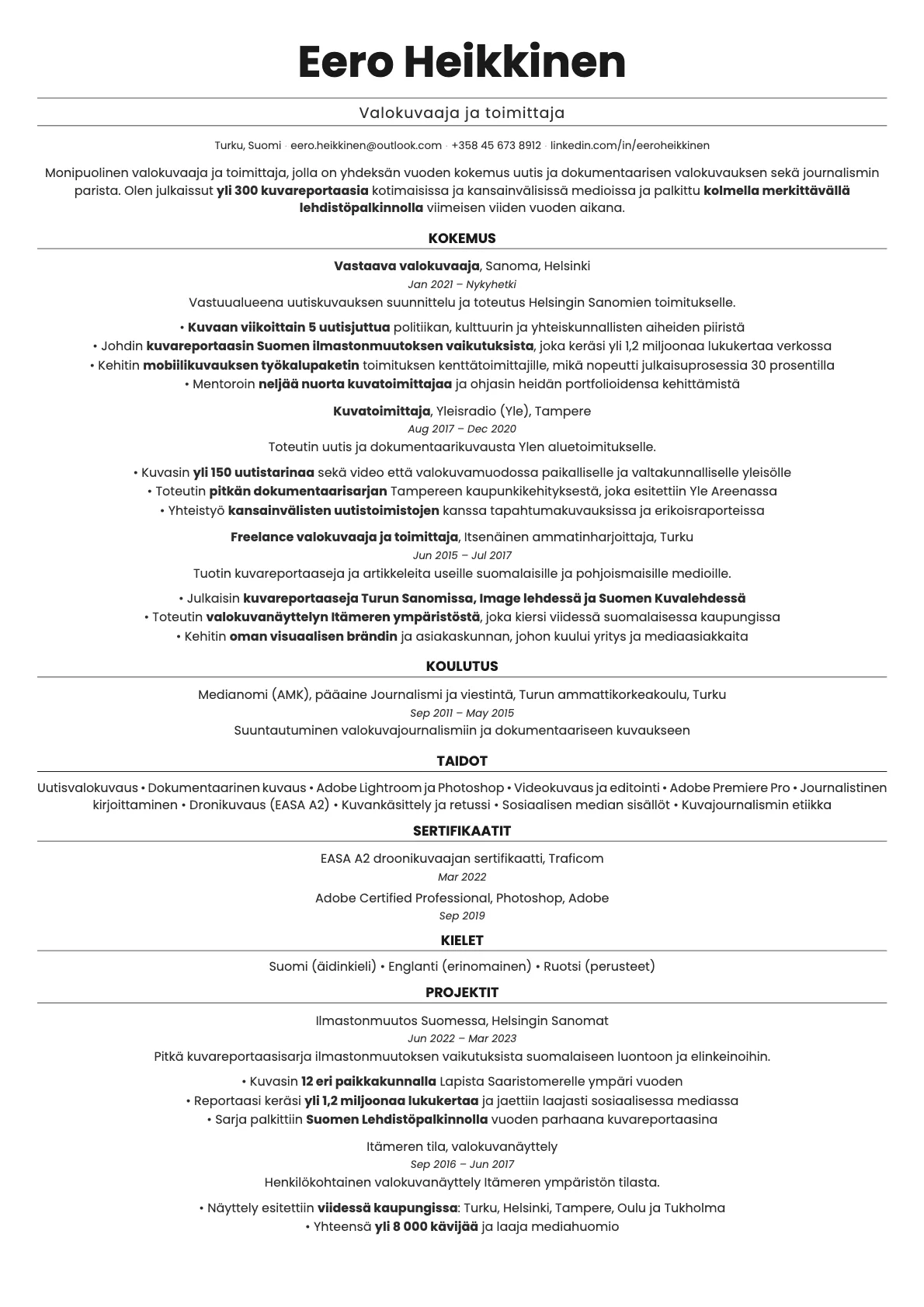 Quartz resume template preview