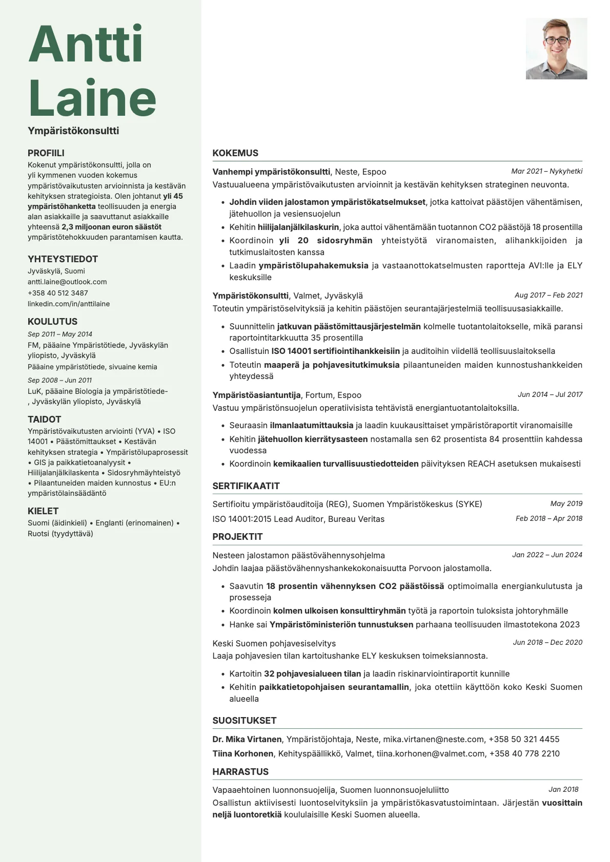 Sage Photo resume template preview