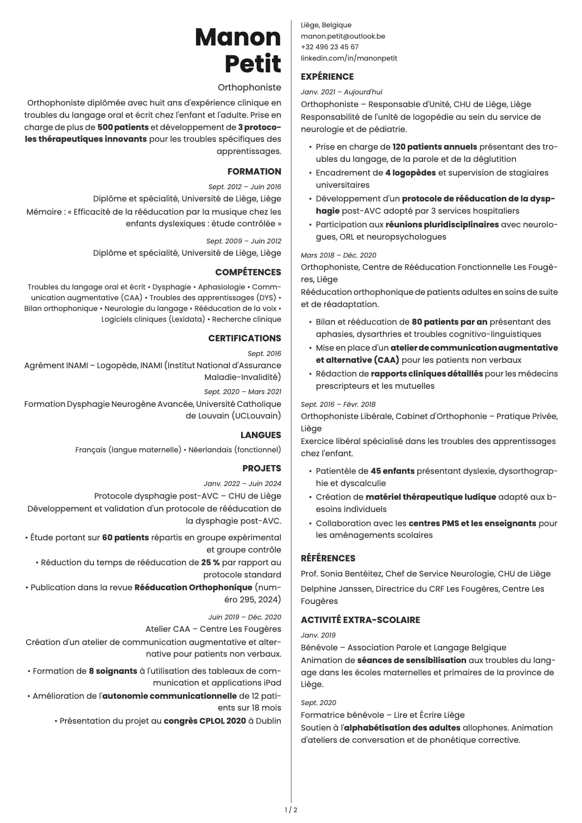 Amber resume template preview
