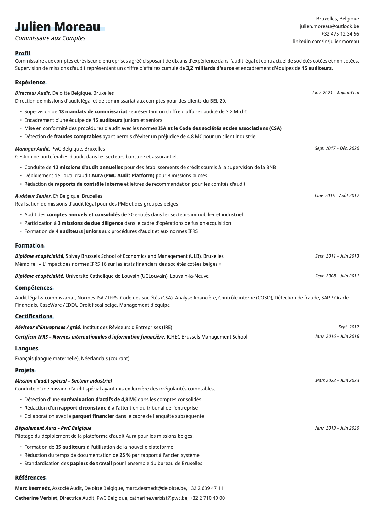 Copper resume template preview